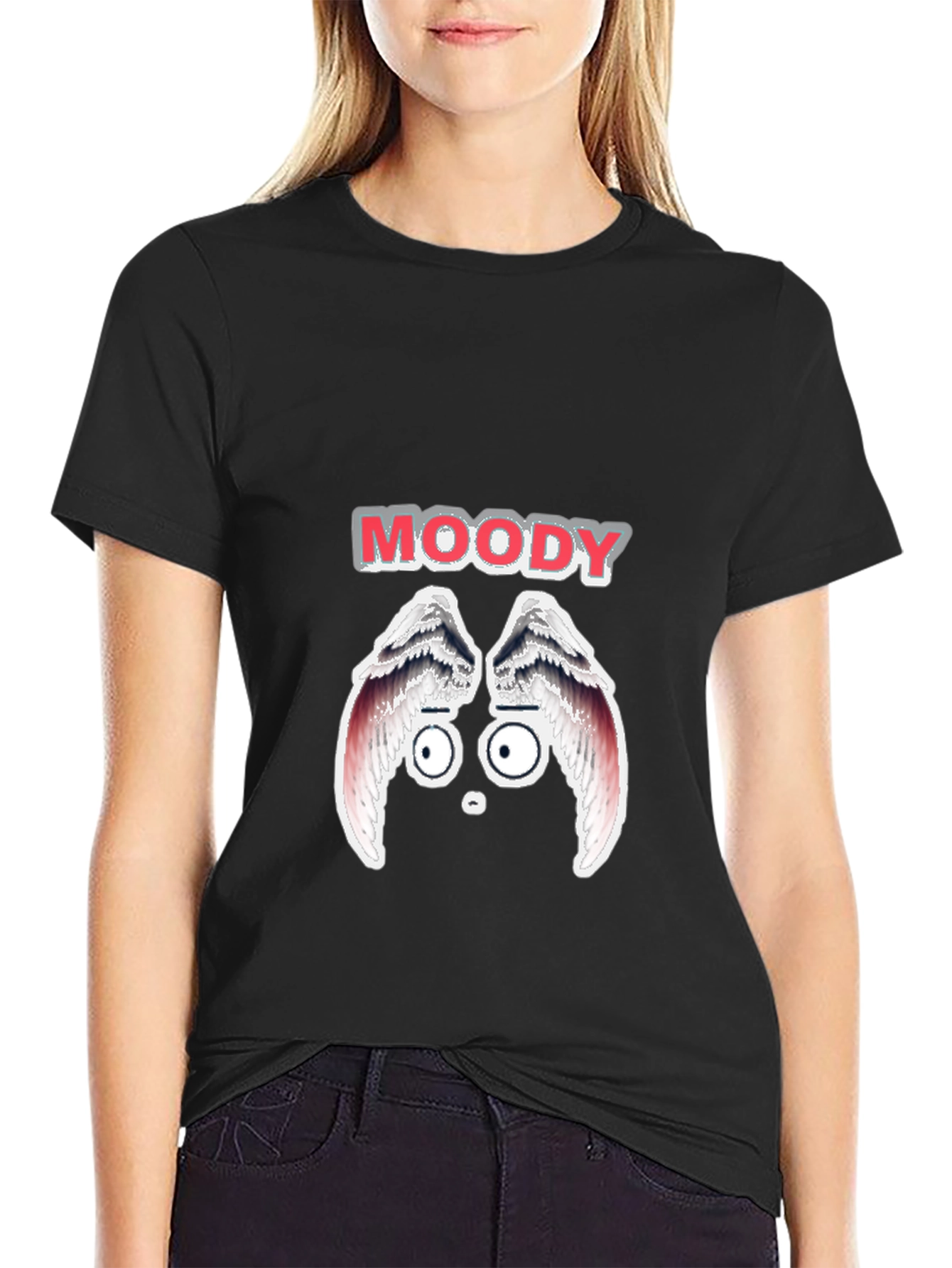 Black Moody Graphic Print Men's Black T-Shirt view 2