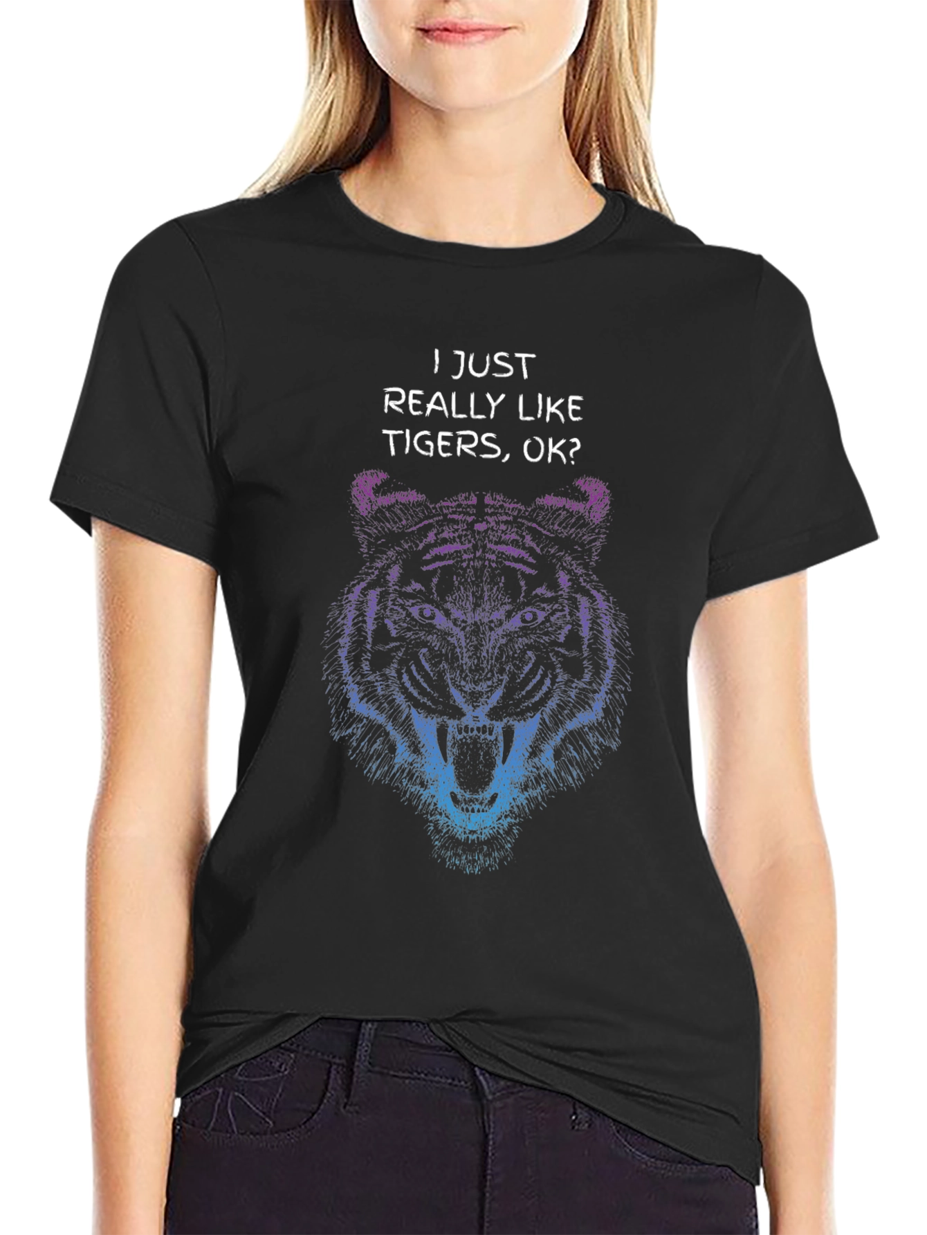 Black Tiger Graphic T-Shirt - "I Just Really Like Tigers" view 2