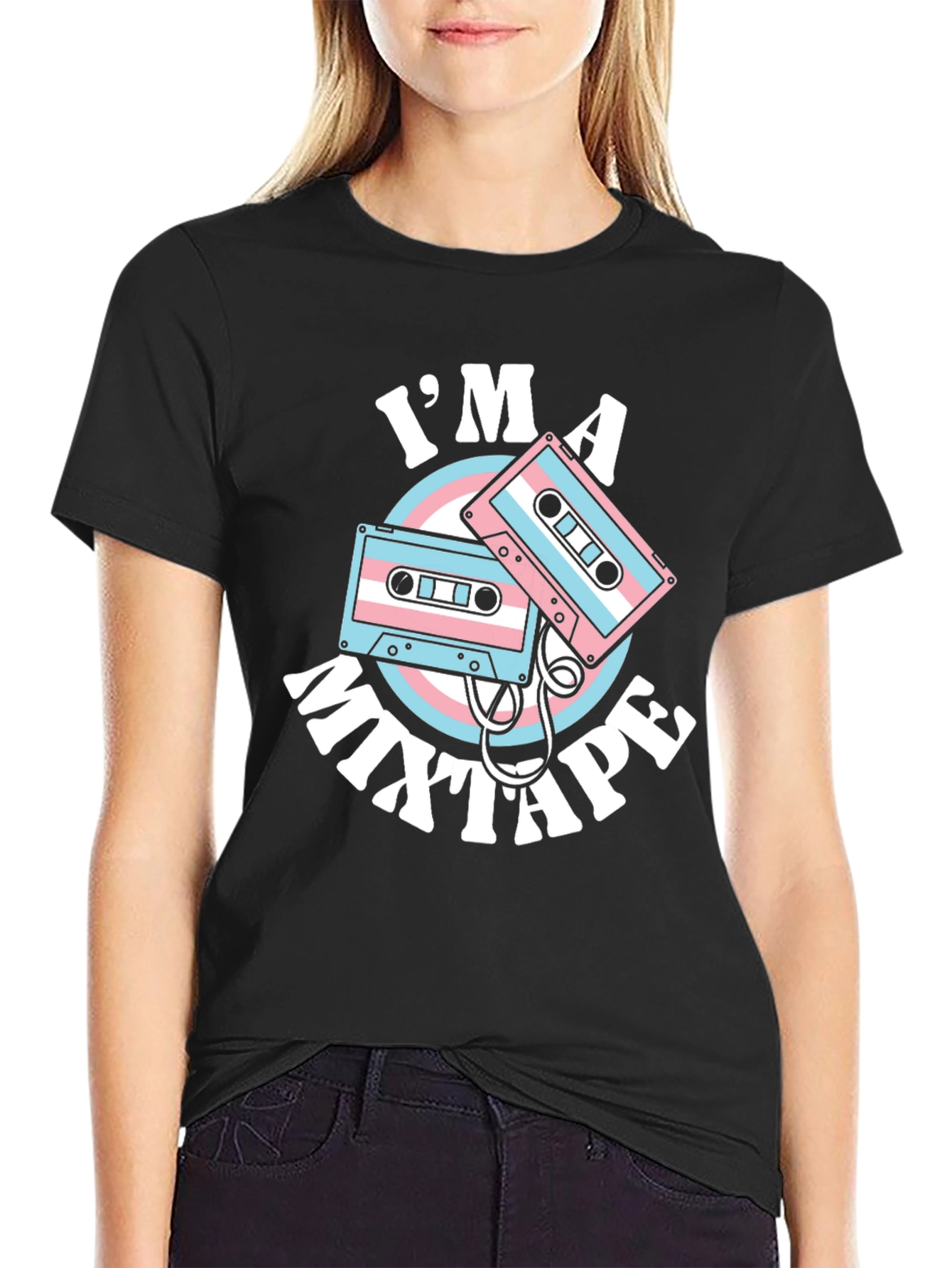 Black I'm a Mixtape T-Shirt - Transgender Pride Design view 2