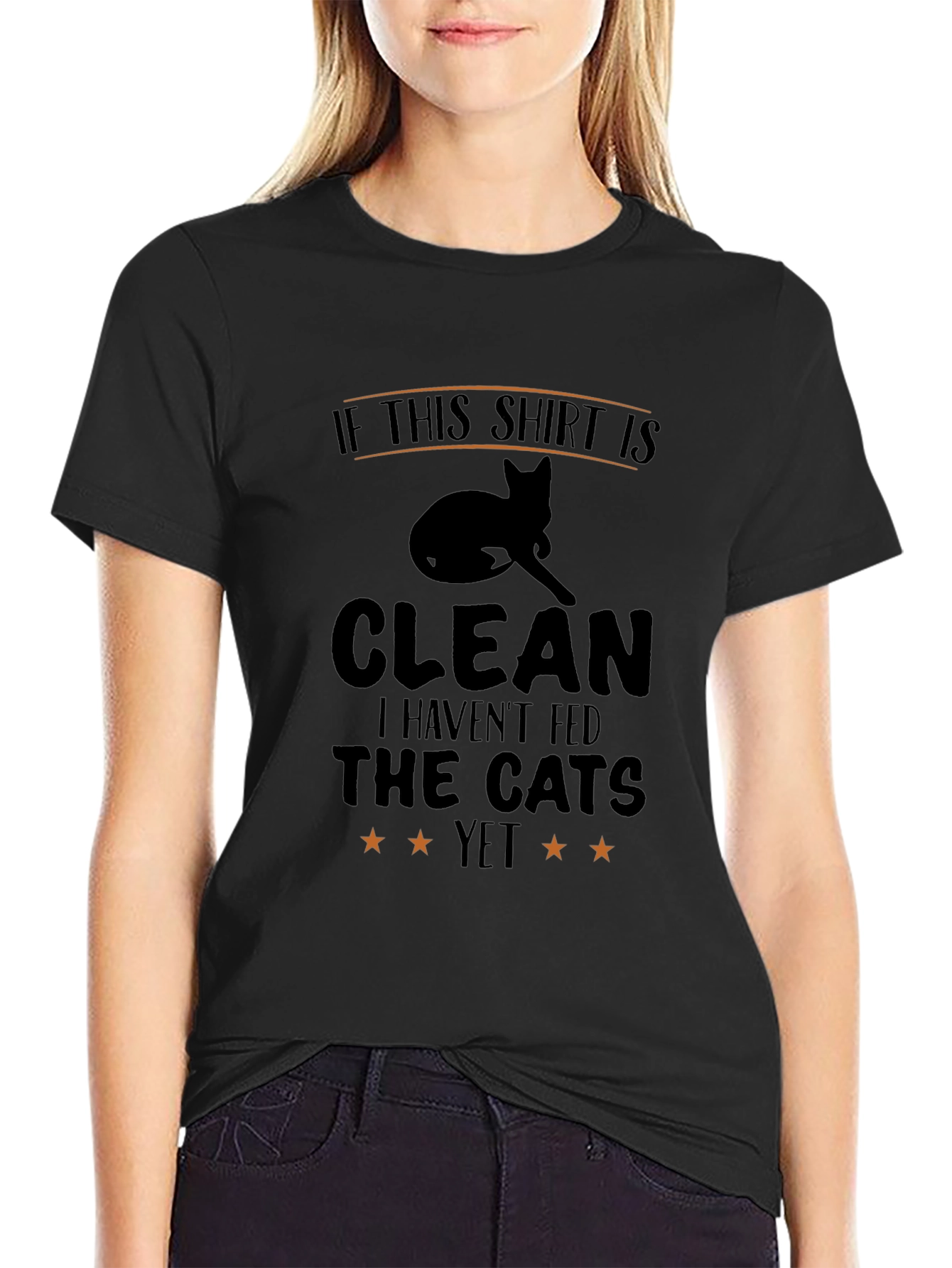 Black Funny Cat Lover T-Shirt: If This Shirt Is Clean view 2