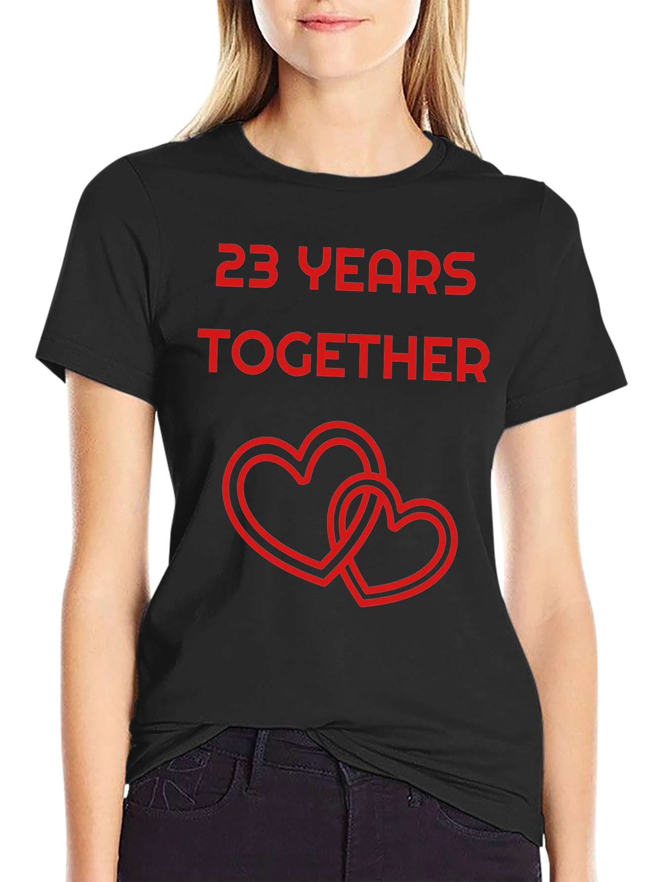 Black 23 Years Together Anniversary T-Shirt view 2