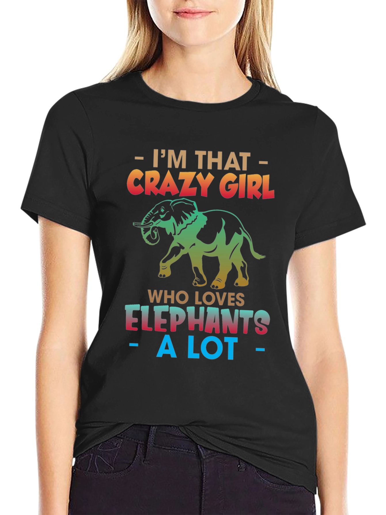 Black Crazy Elephant Girl T-Shirt view 2