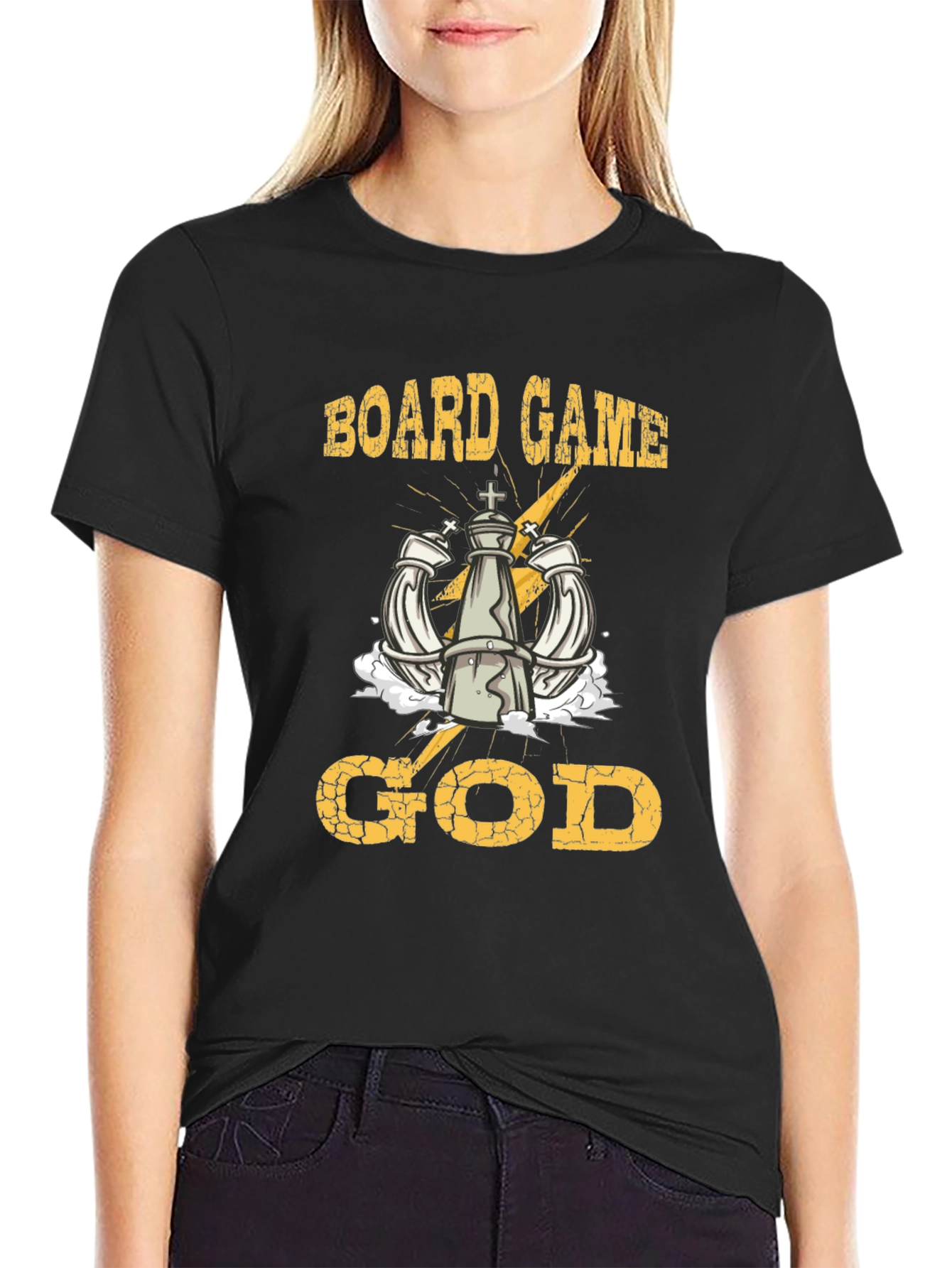 Black Board Game God Black Graphic Tee view 2