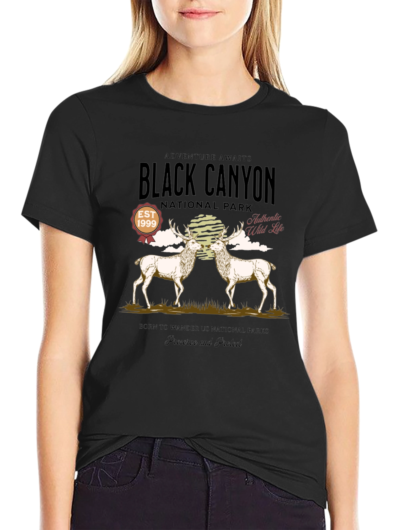 Black Black Canyon National Park Deer Graphic Tee view 2