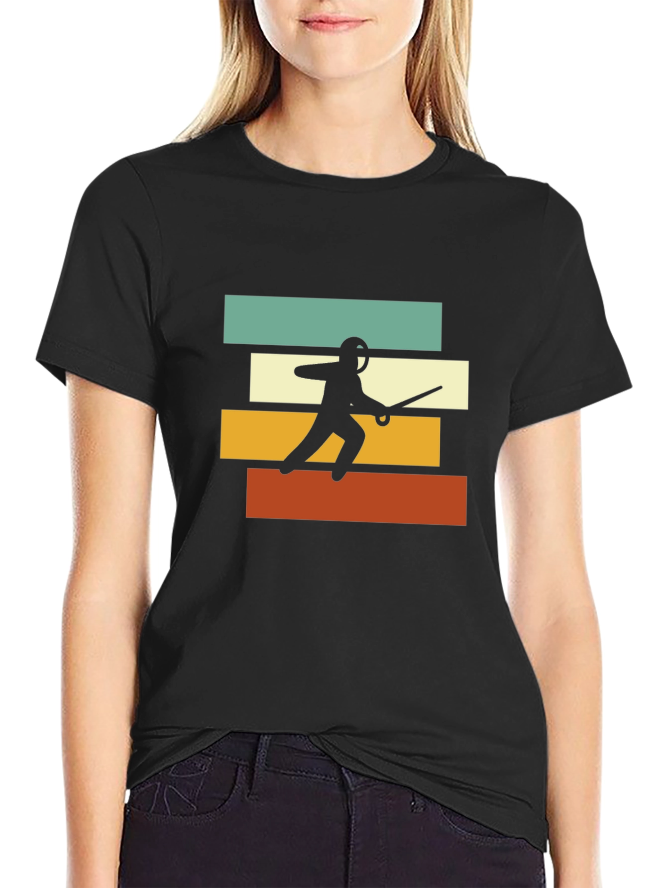 Black Fencing Retro T-Shirt - Black view 2