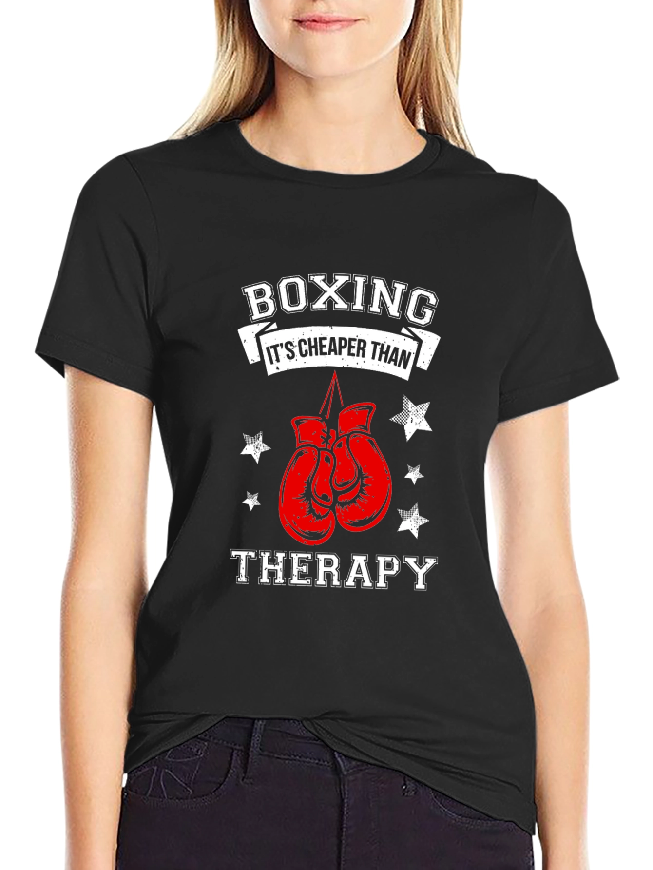 Black Boxing Cheaper Than Therapy Graphic Tee view 2
