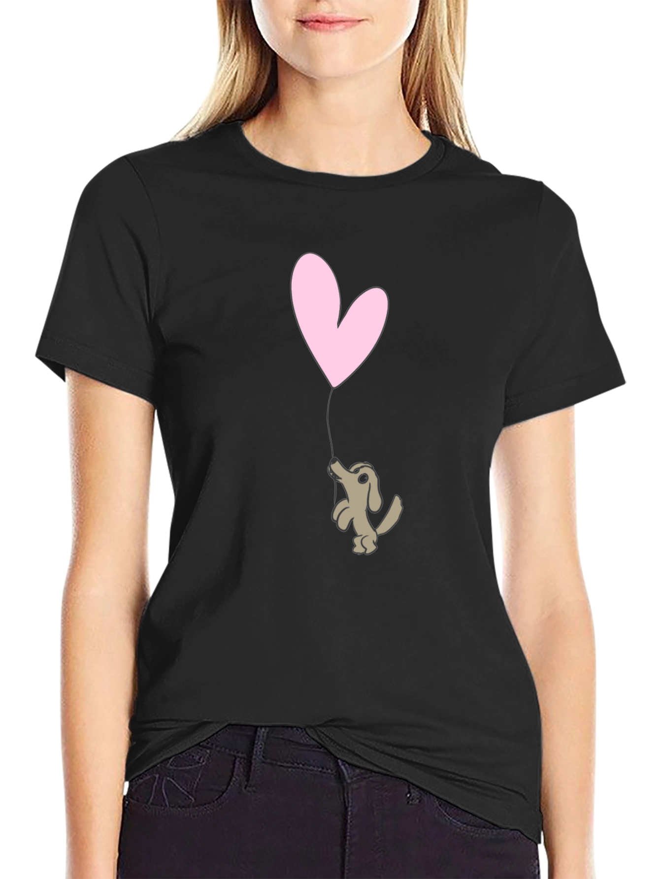 Black Puppy Love Graphic Tee - Black Cotton T-Shirt view 2