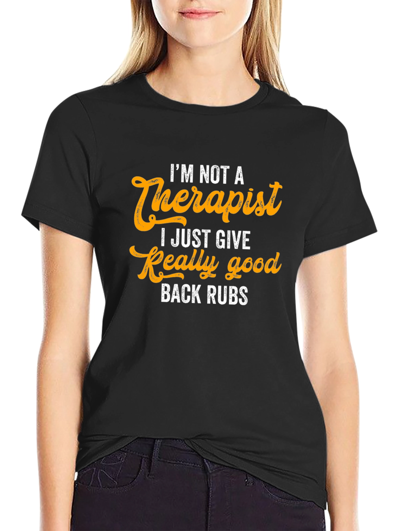 Black I'm Not A Therapist Back Rubs Graphic Tee view 2