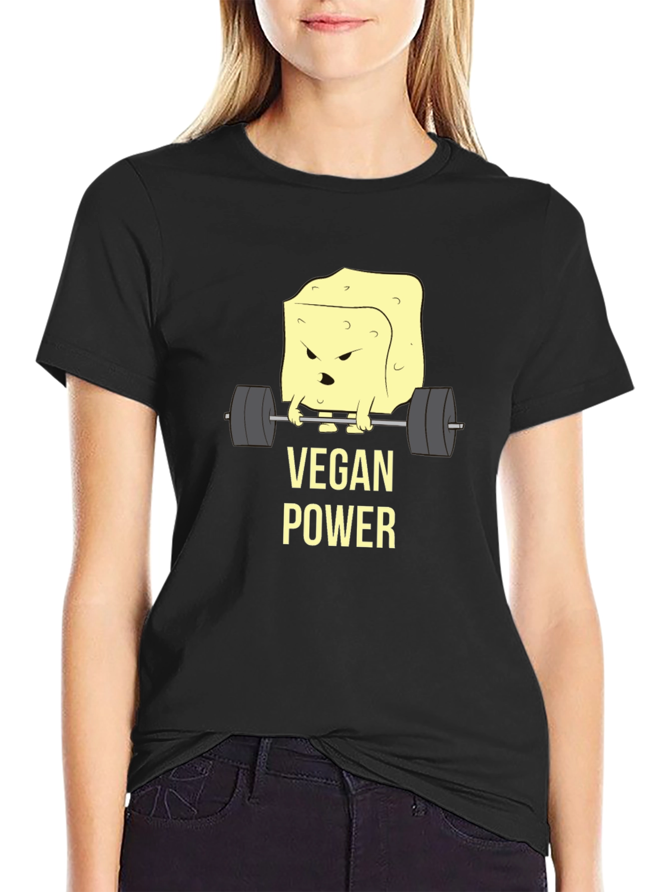 Vegan Power T-Shirt - Weightlifting Tofu Design - 2