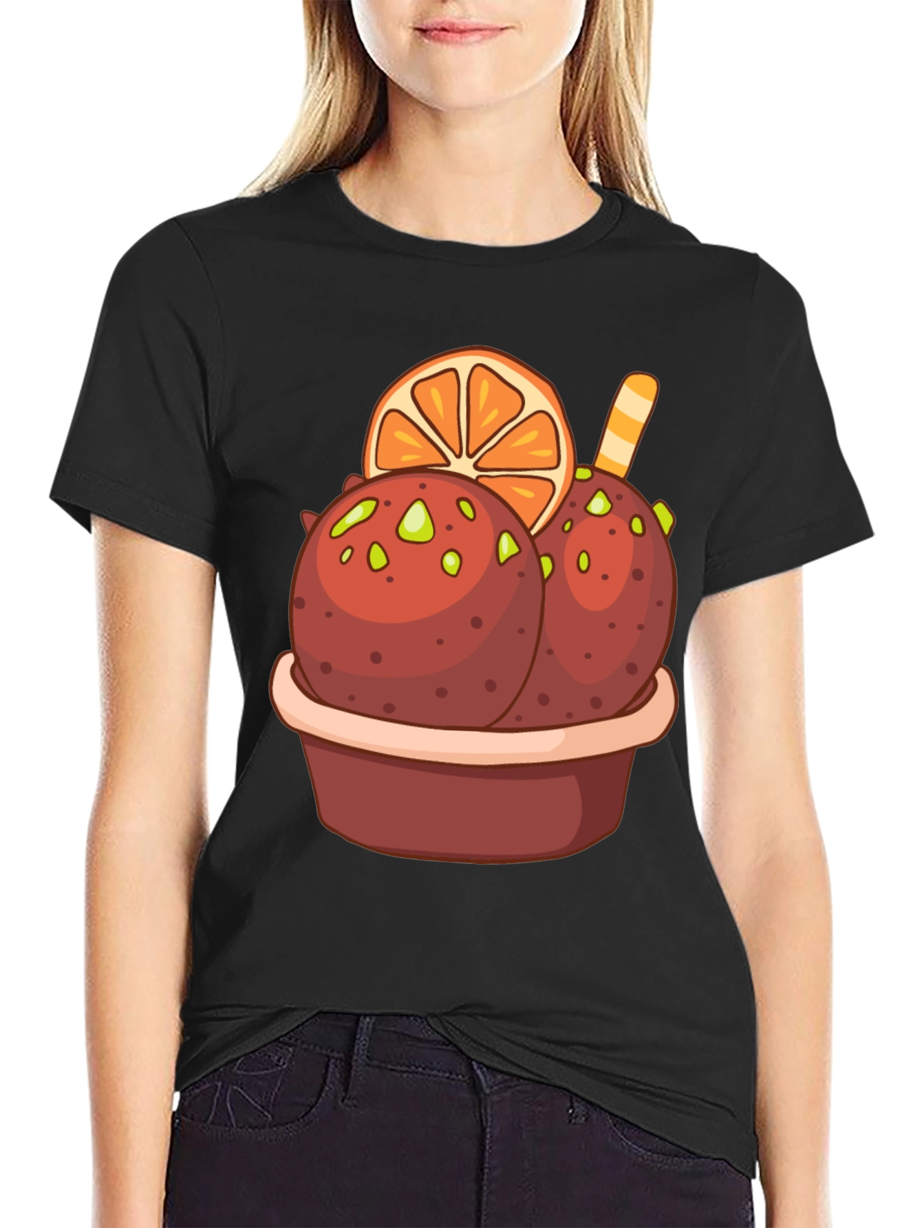 Black Ice Cream Dessert Graphic Tee view 2