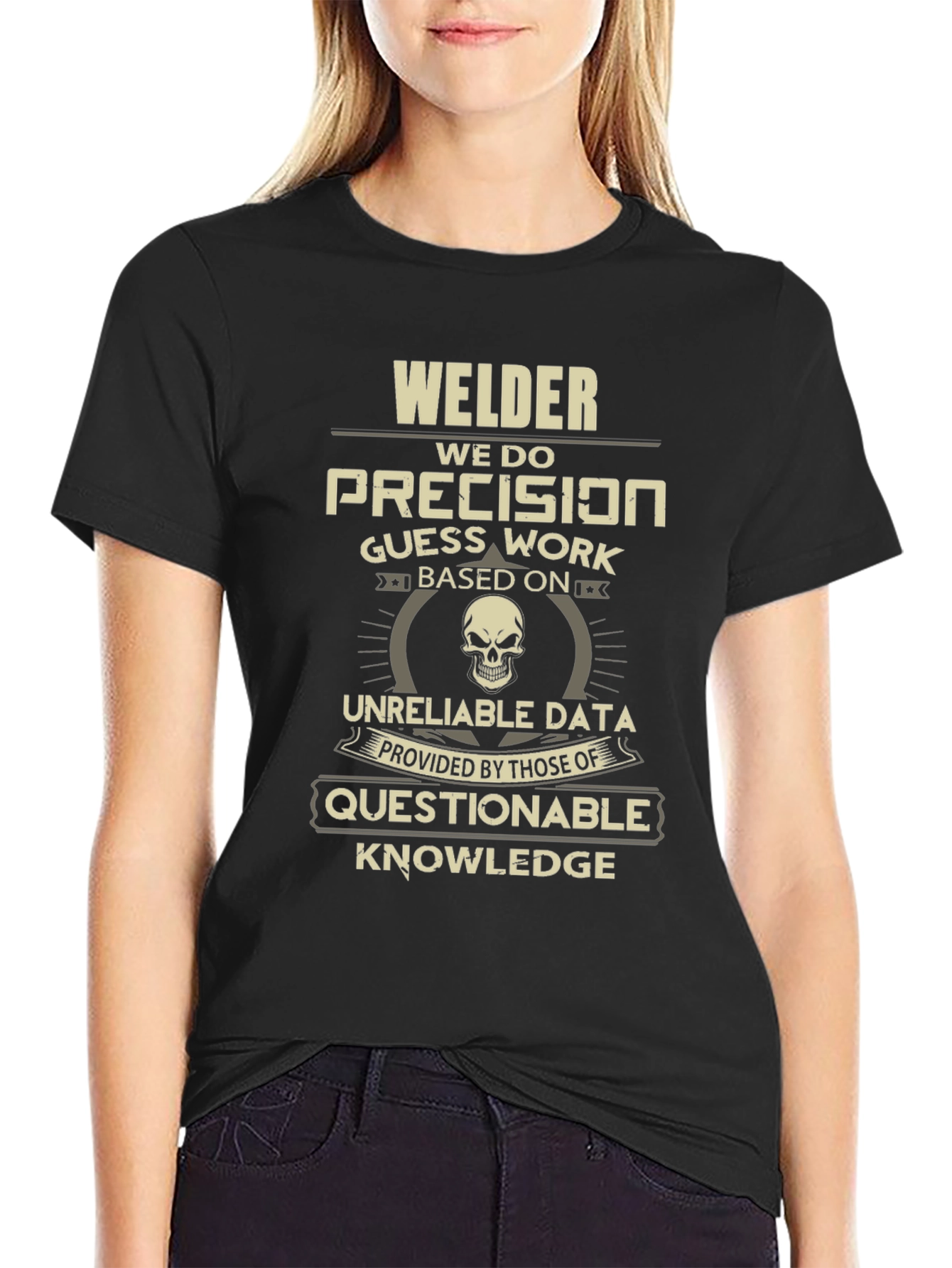 Black Welder Precision T-Shirt - Funny Welder Tee view 2