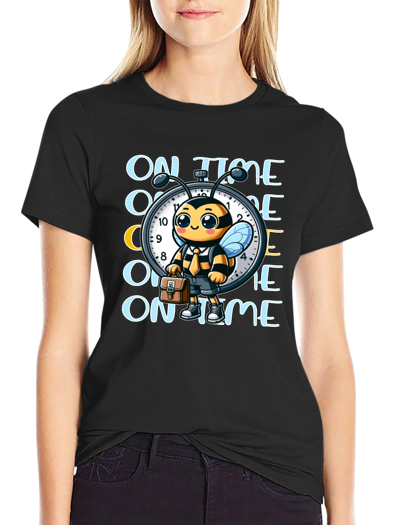 Black On Time Bee Graphic Tee view 2