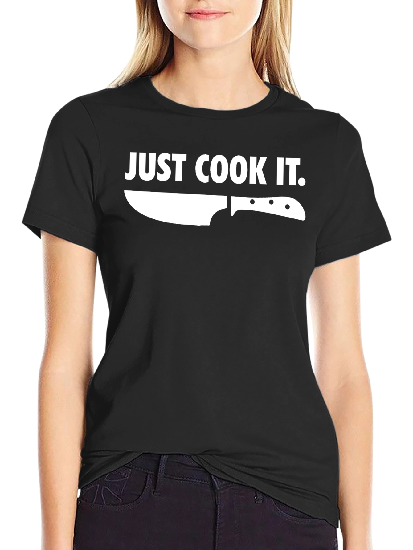 Black Just Cook It Chef T-Shirt - Funny Culinary Tee view 2