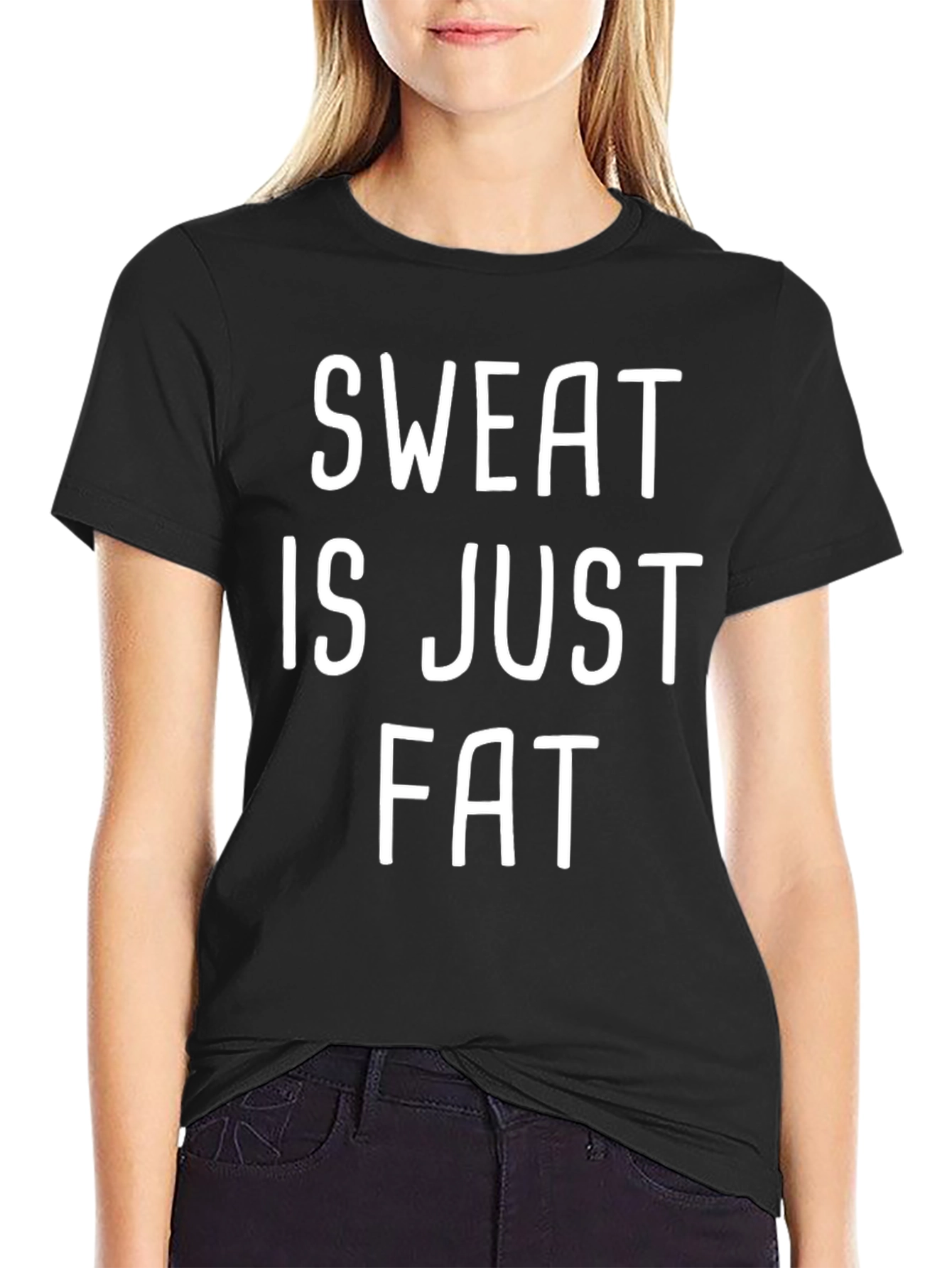 Black Sweat is Just Fat Crying Funny Workout T-Shirt view 2