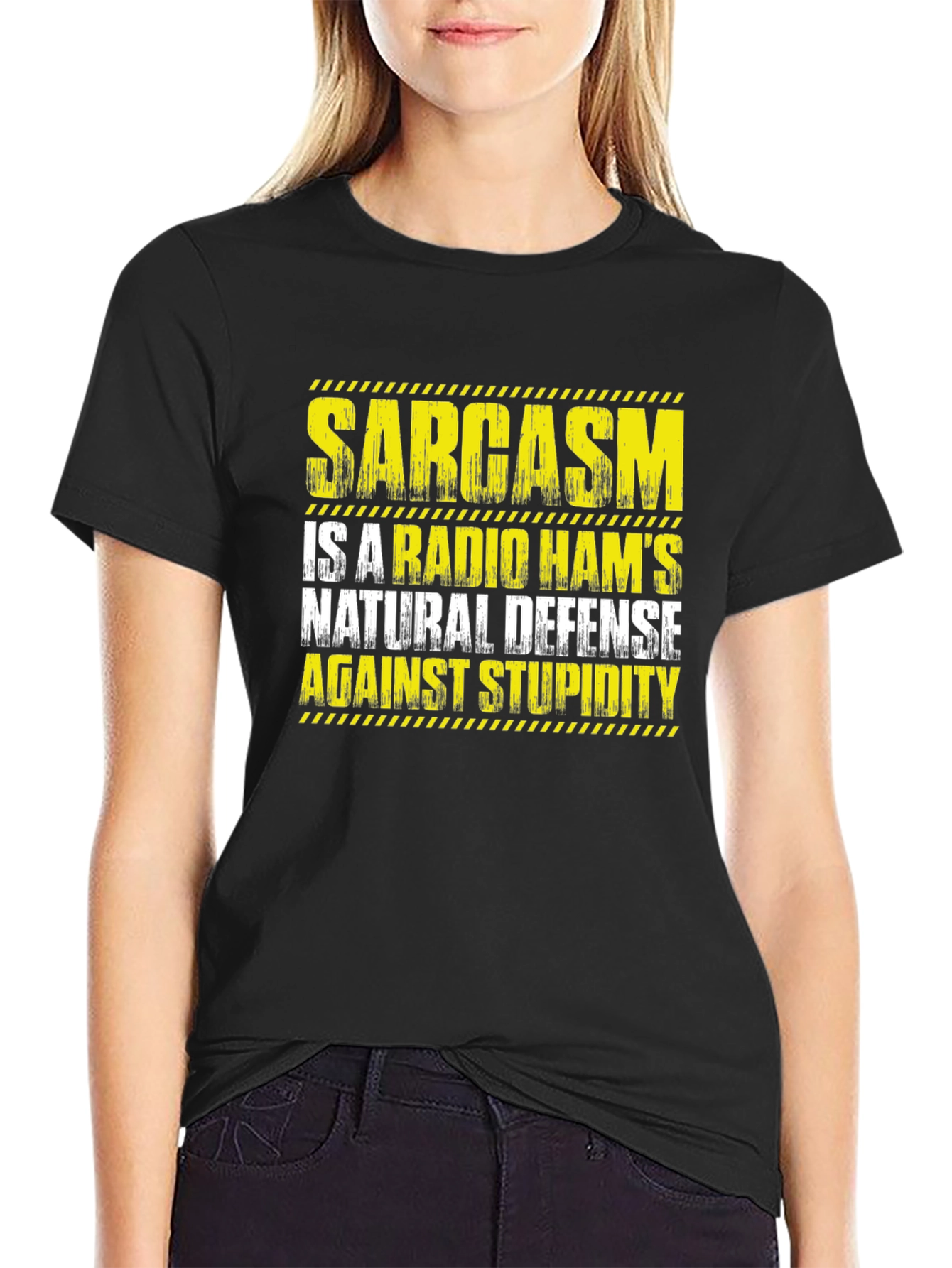 Black Sarcasm Radio Ham's Defense T-Shirt view 2
