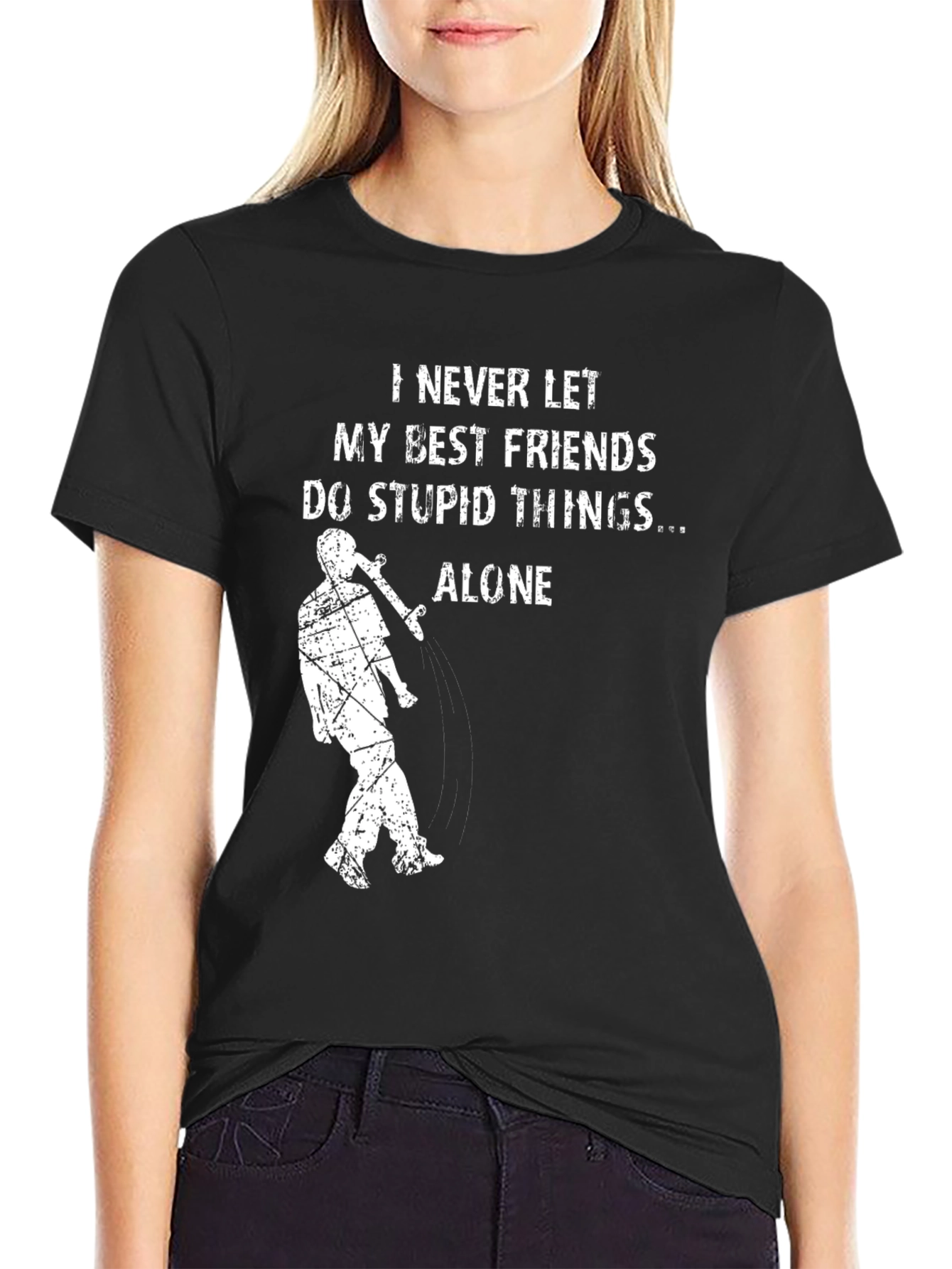 Black I Never Let My Best Friends Do Stupid Things Alone T-Shirt view 2