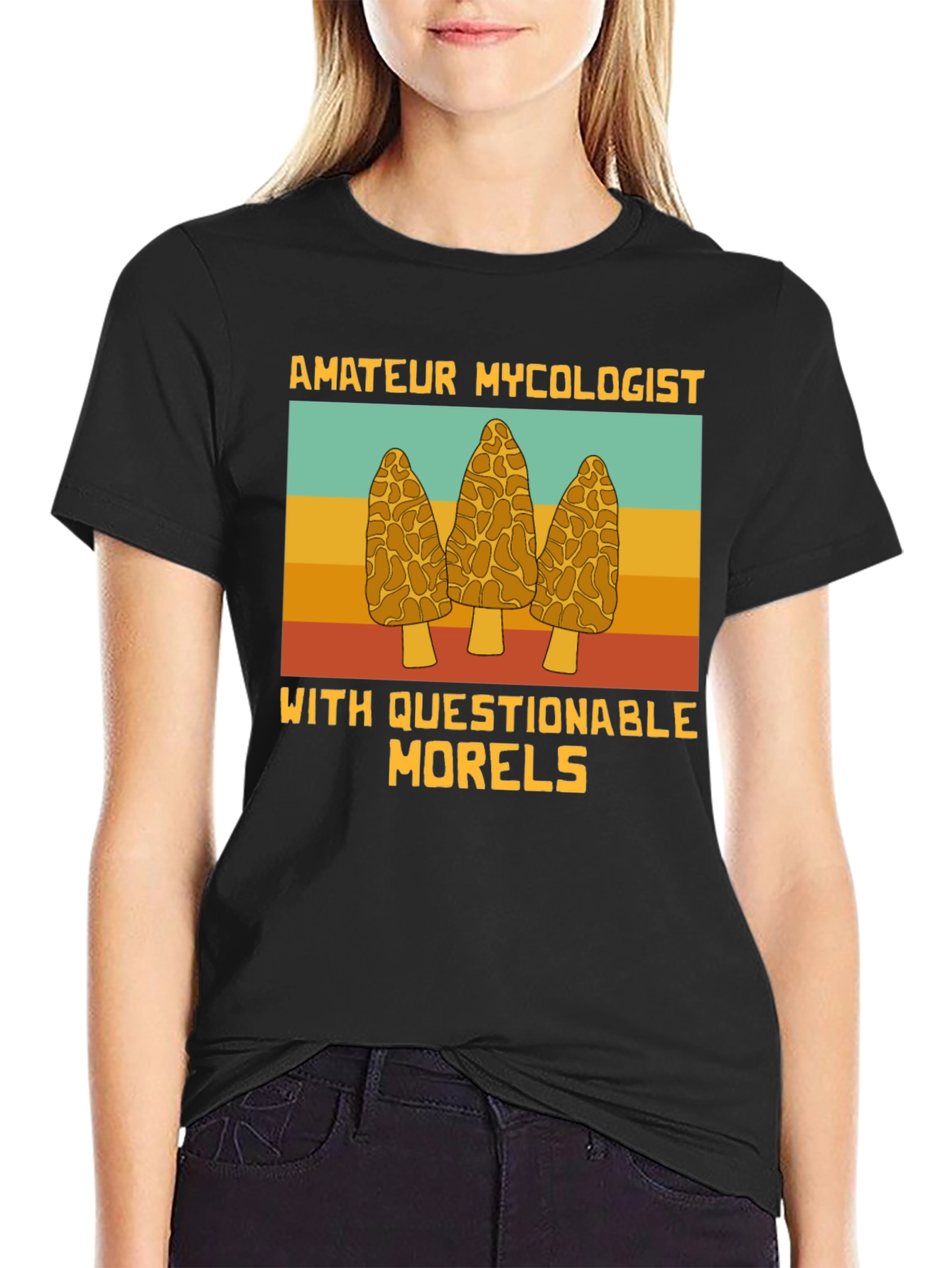 Black Amateur Mycologist Morels T-Shirt view 2
