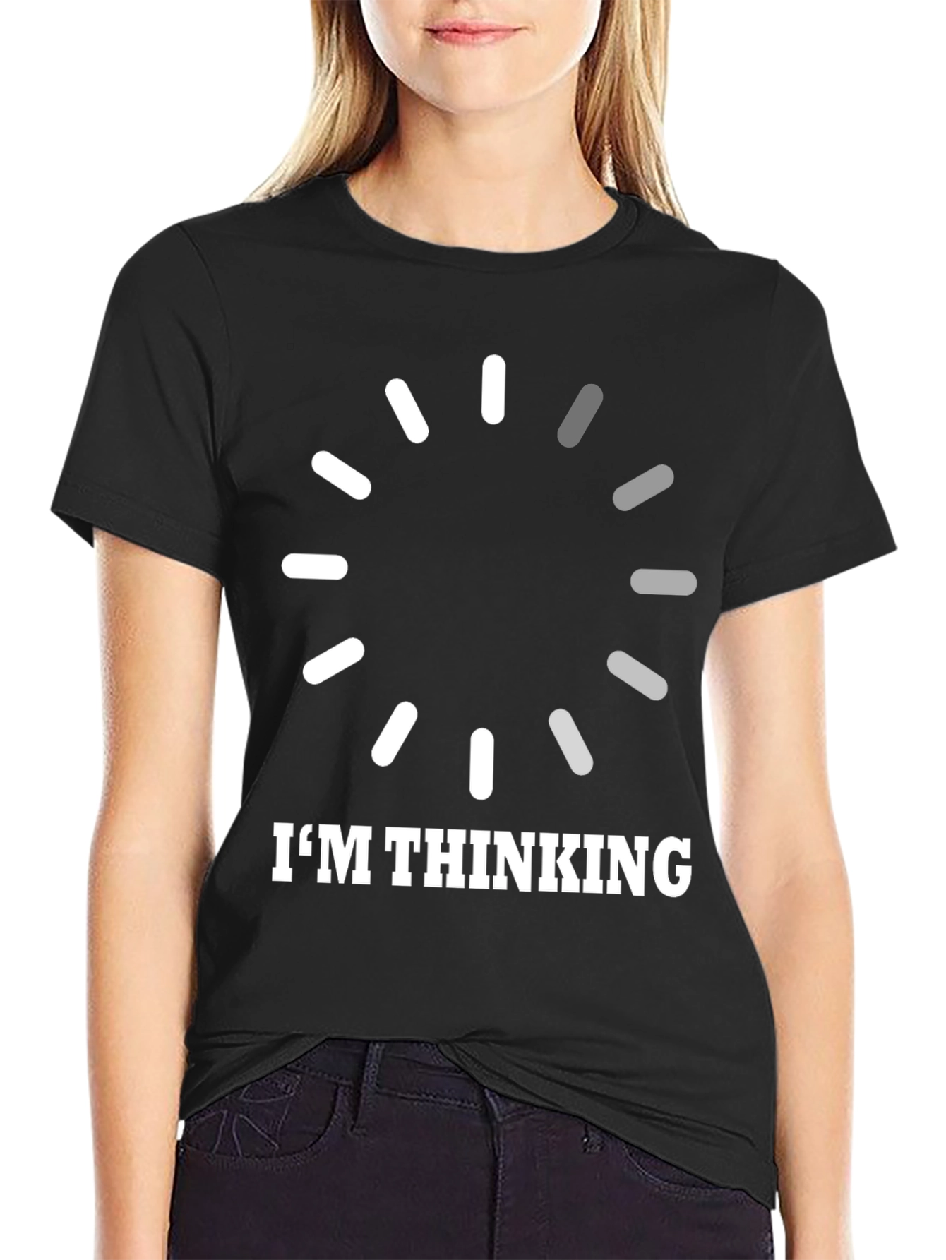 Black I'm Thinking Loading Circle Graphic T-Shirt view 2