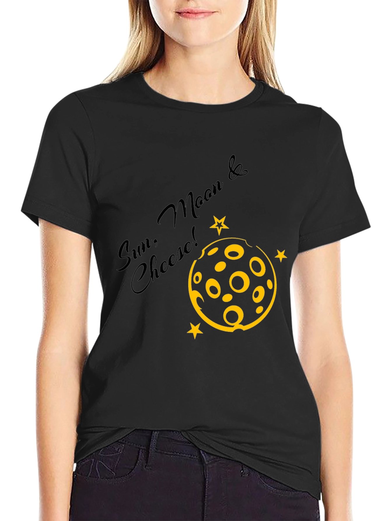Black Sun, Moon & Cheese Black Graphic Tee view 2