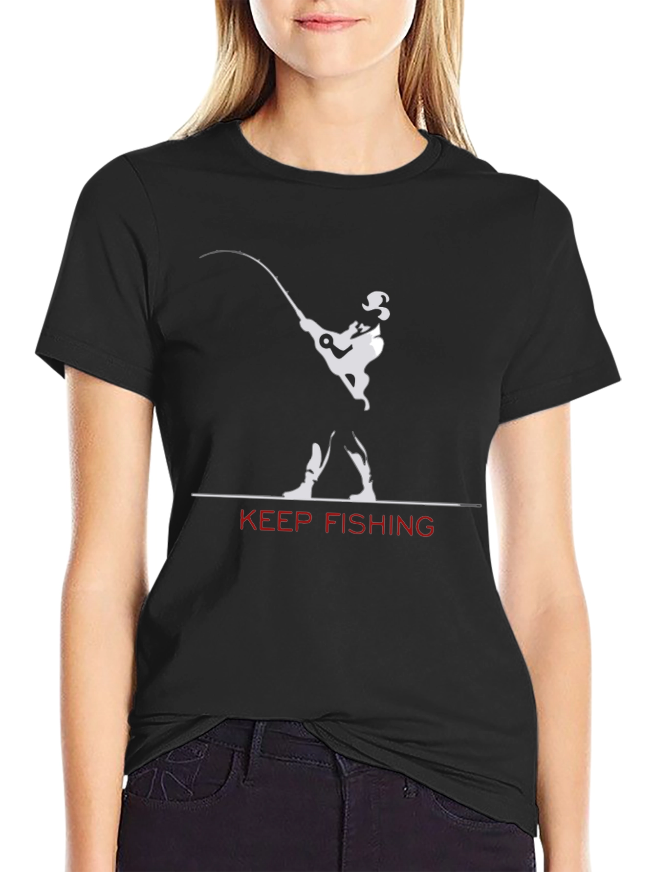 Black Keep Fishing Graphic T-Shirt - Black view 2