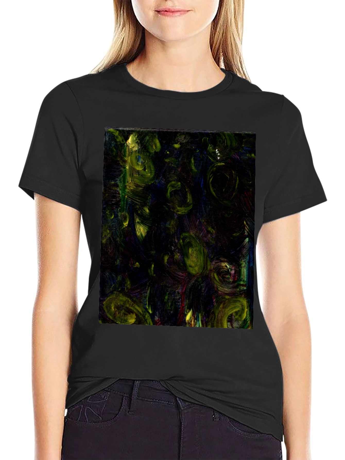 Black Abstract Art Print Black T-Shirt view 2