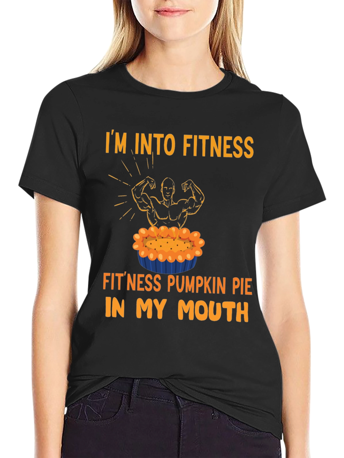 Black Fitness Pumpkin Pie T-Shirt view 2