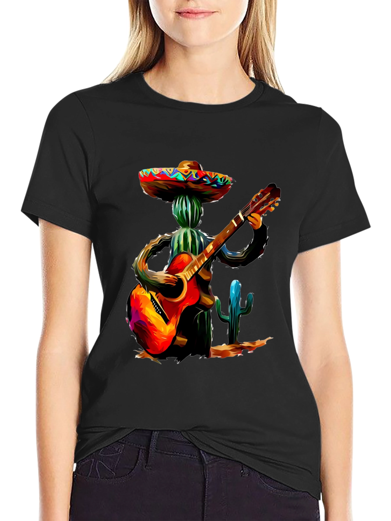 Black Cactus Mariachi T-Shirt view 2