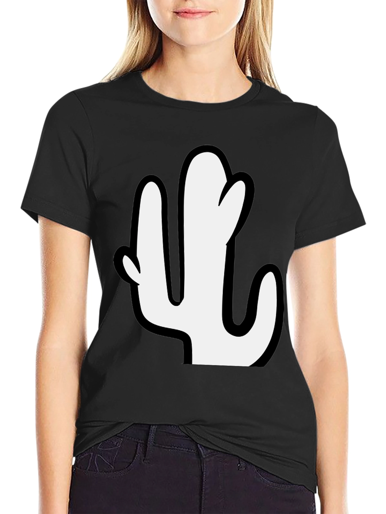 Black Cactus Graphic Print Tee - Casual Style view 2