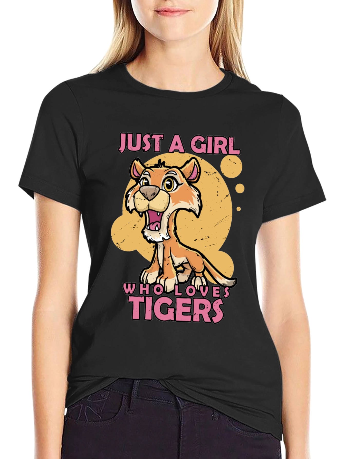Black Just A Girl Who Loves Tigers T-Shirt view 2
