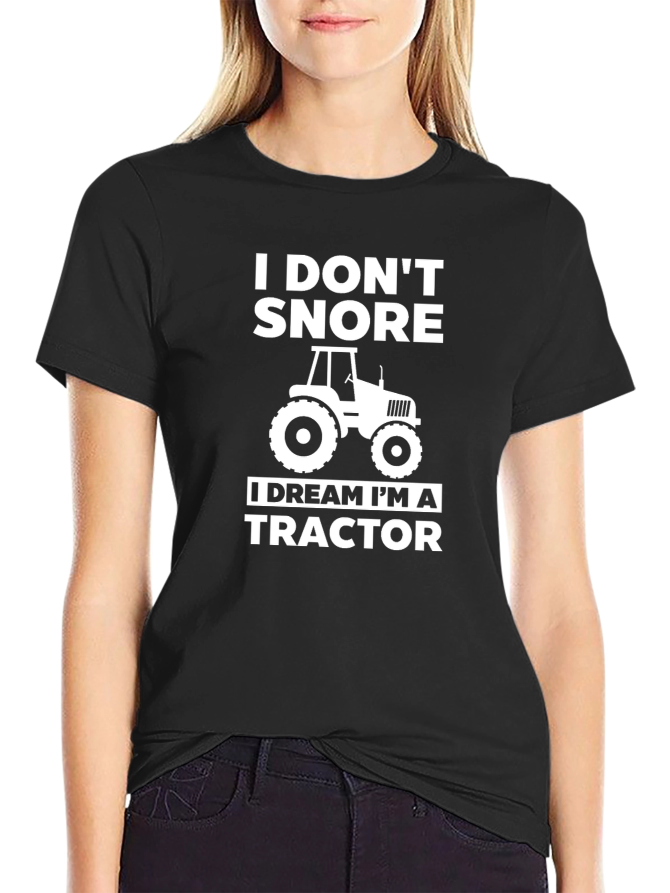 Black I Don't Snore I Dream I'm A Tractor T-Shirt view 2