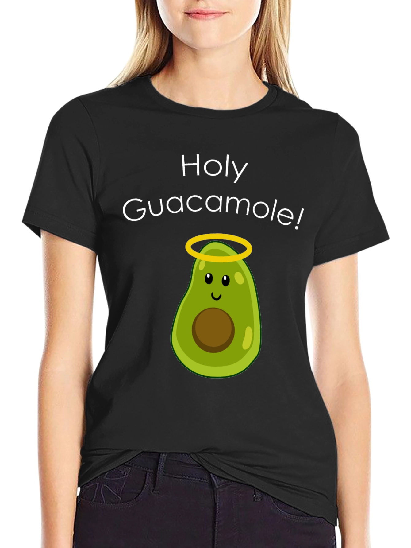 Black Holy Guacamole! Avocado T-Shirt - Funny Graphic Tee view 2