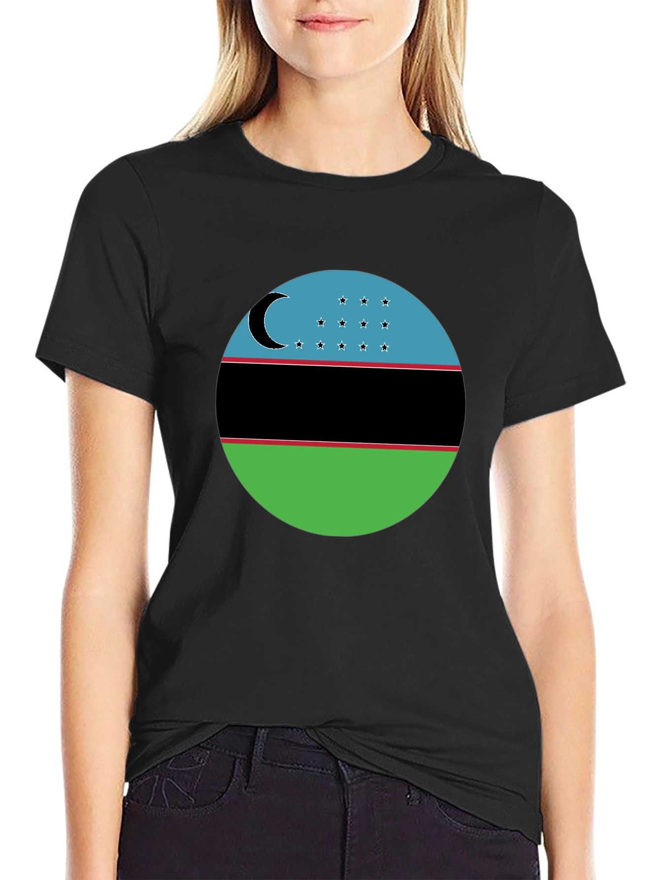 Black Uzbekistan Flag T-Shirt - Patriotic Pride Tee view 2