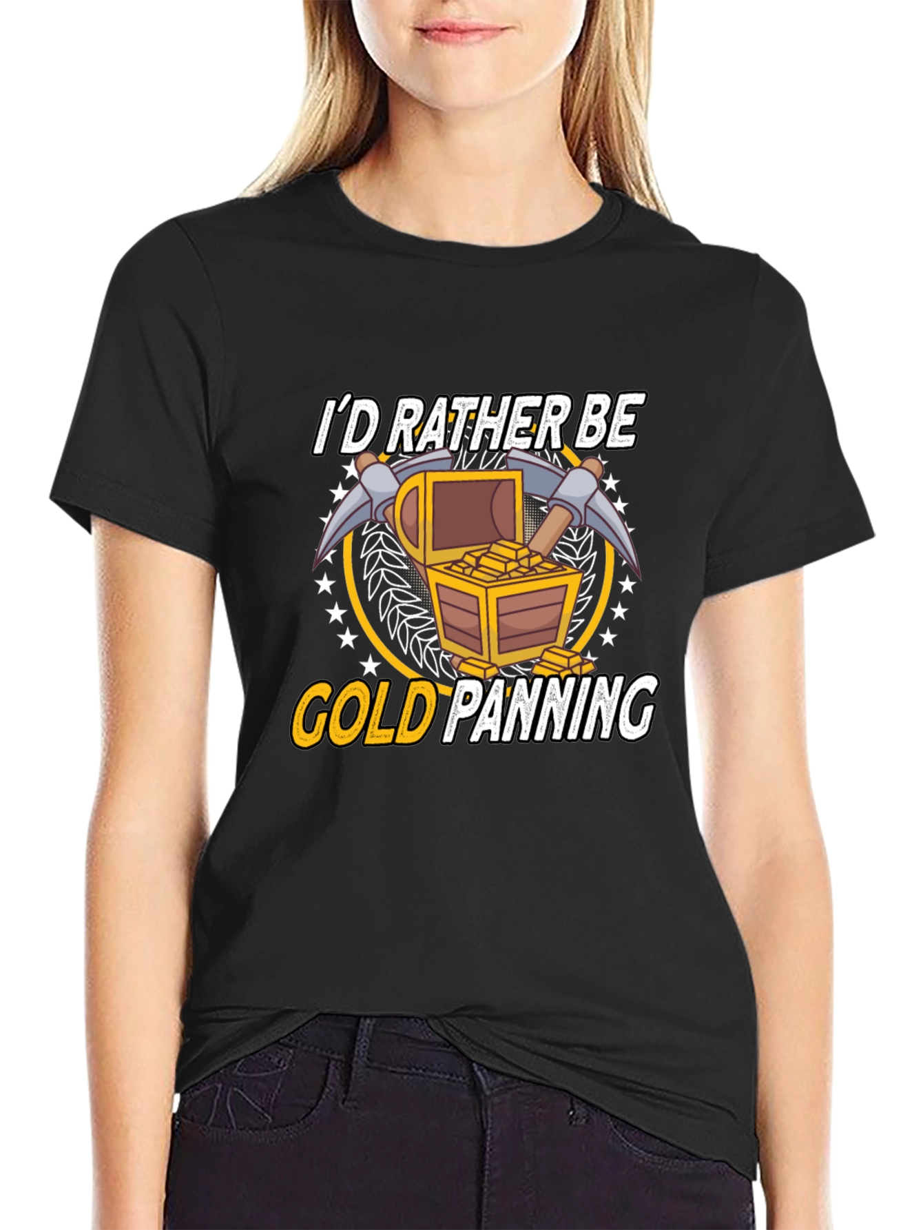 Black Gold Panning T-Shirt - Funny Miner Gift view 2