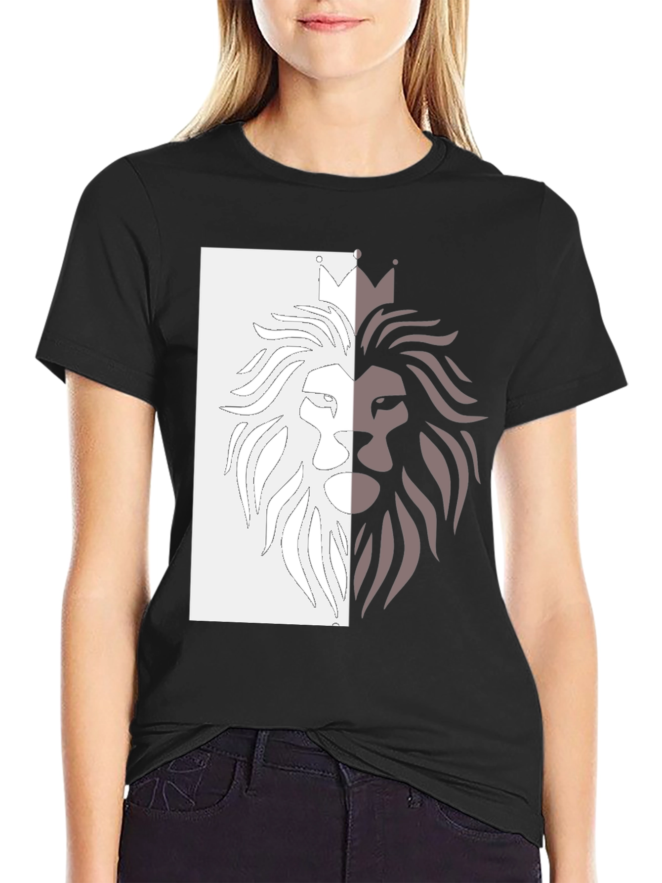 Black Lion King Graphic Tee - Black Cotton Casual T-Shirt view 2