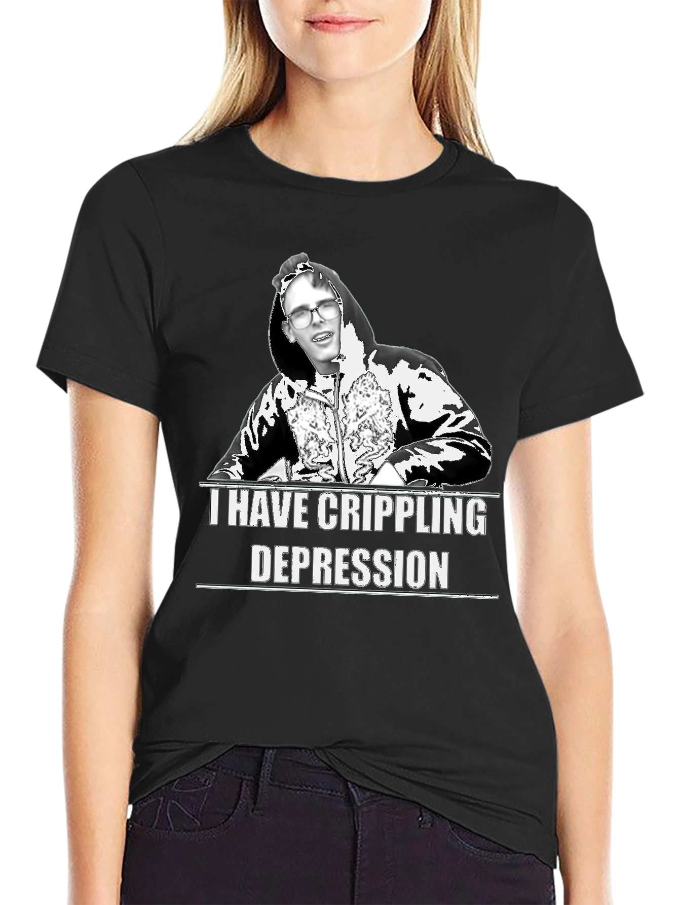 Black Crippling Depression Graphic Tee view 2