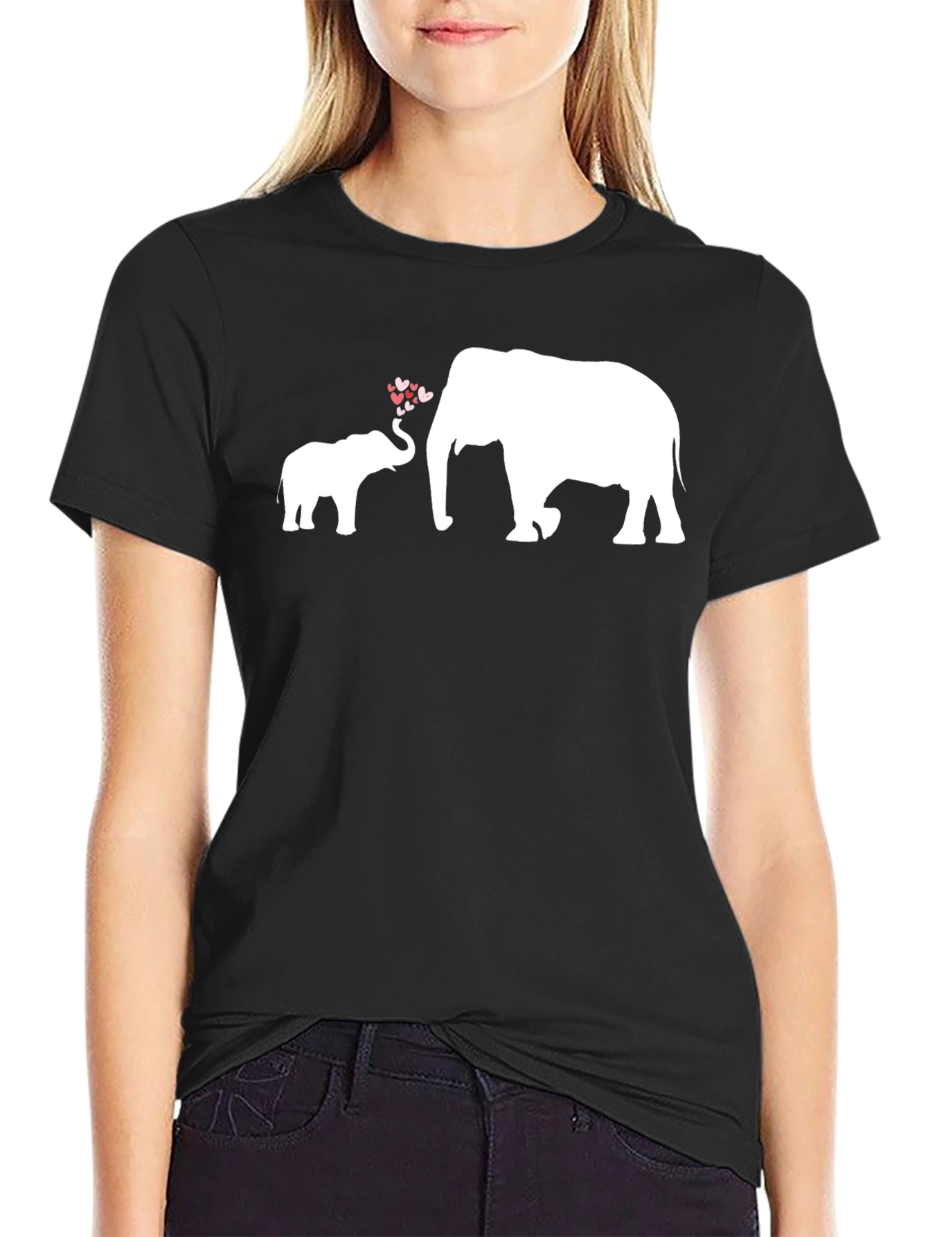 Black Elephant Love T-Shirt - Heartwarming Design view 2