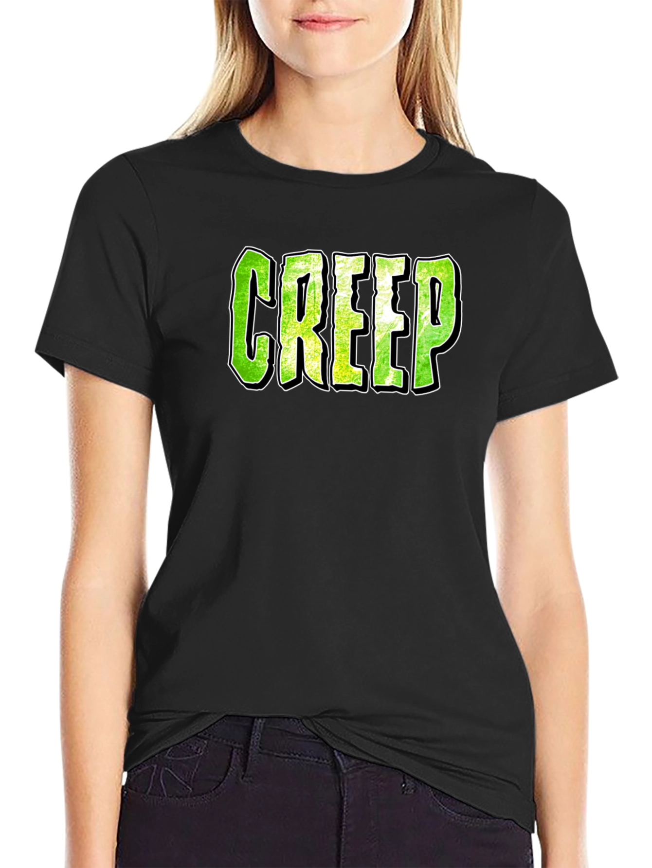Black Creep Graphic Print Black T-Shirt view 2