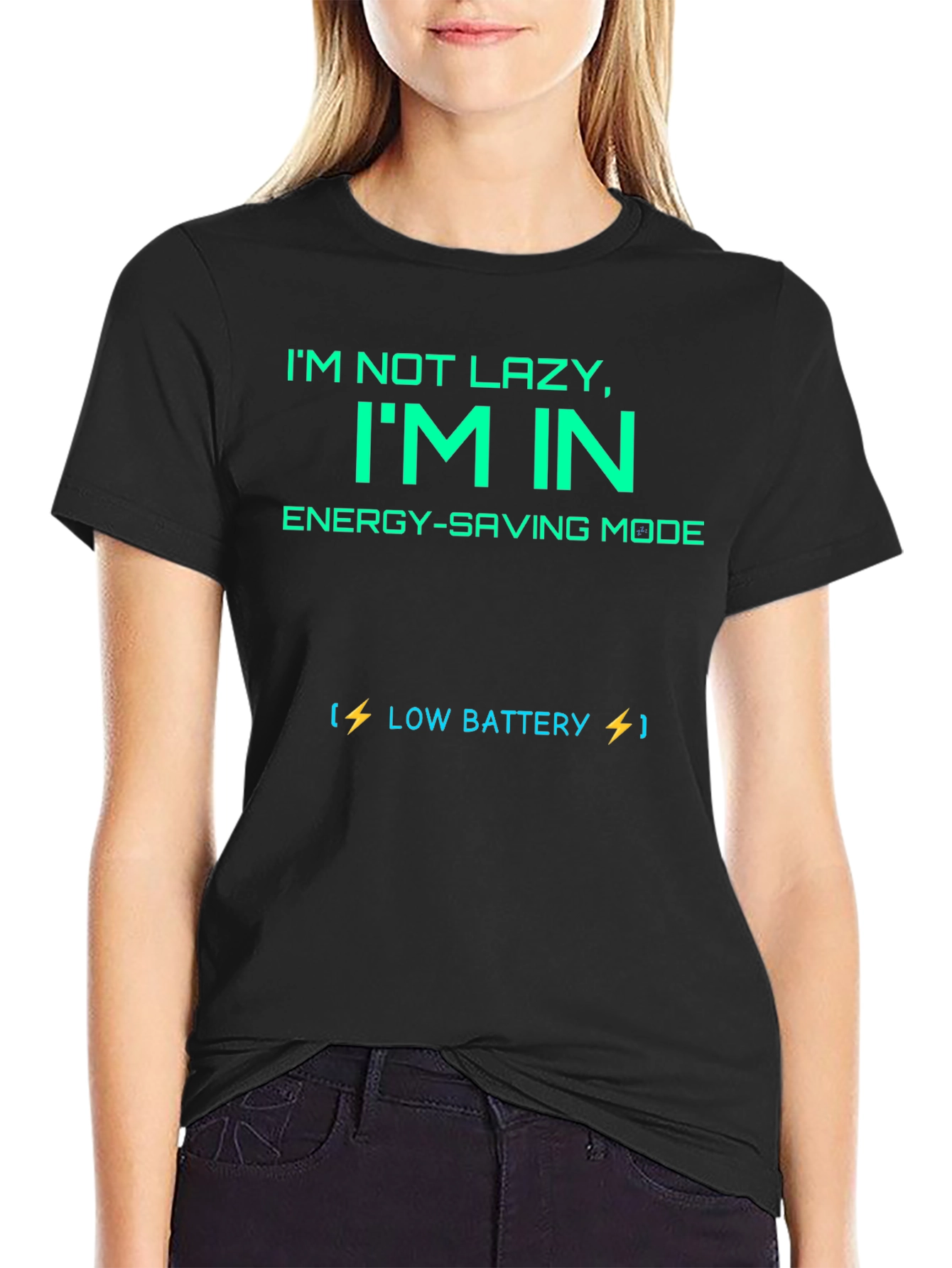 Black Funny "I'm Not Lazy" Graphic Tee view 2