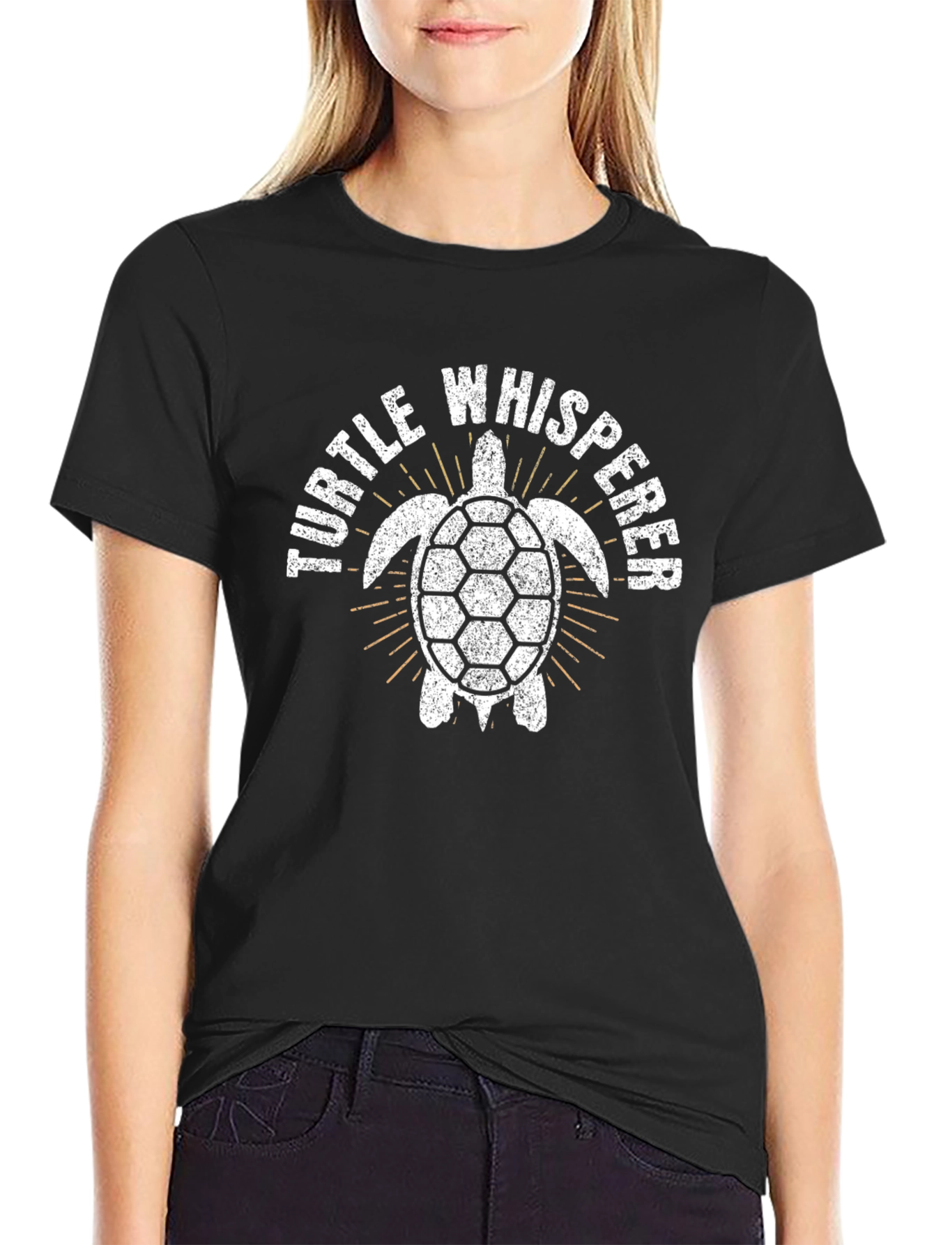 Black Turtle Whisperer T-Shirt - Novelty Graphic Tee view 2