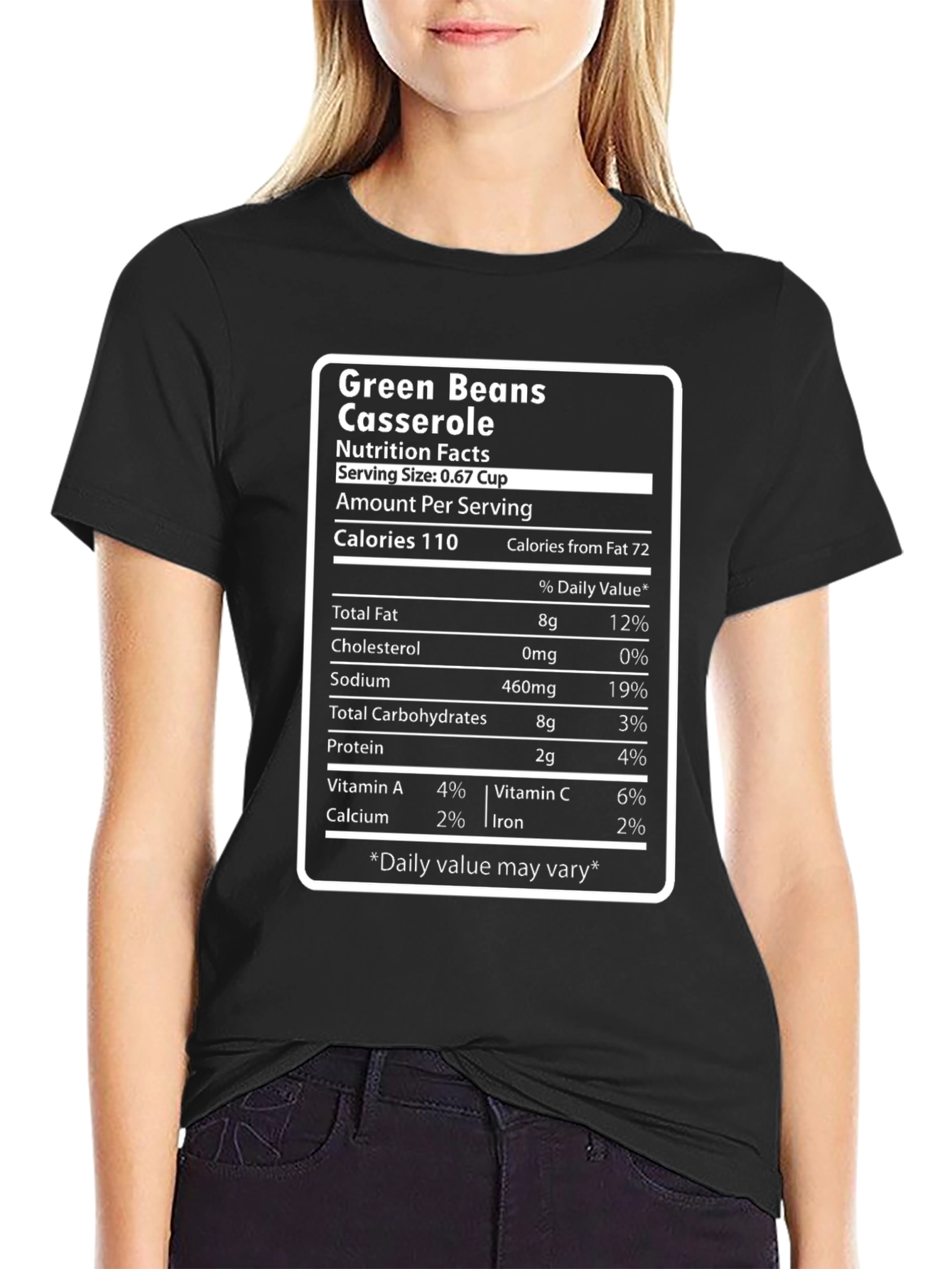 Black Green Bean Casserole Nutrition Facts Funny T-Shirt view 2