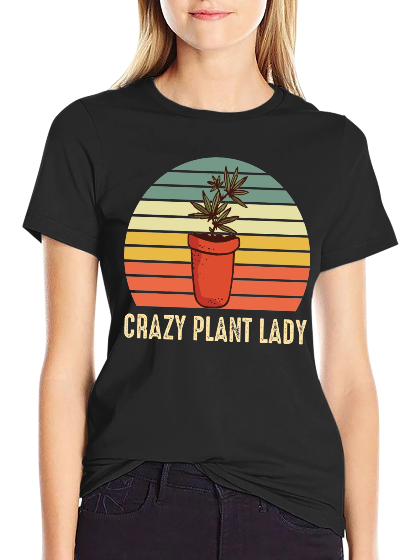 Black Crazy Plant Lady T-Shirt - Novelty Tee view 2