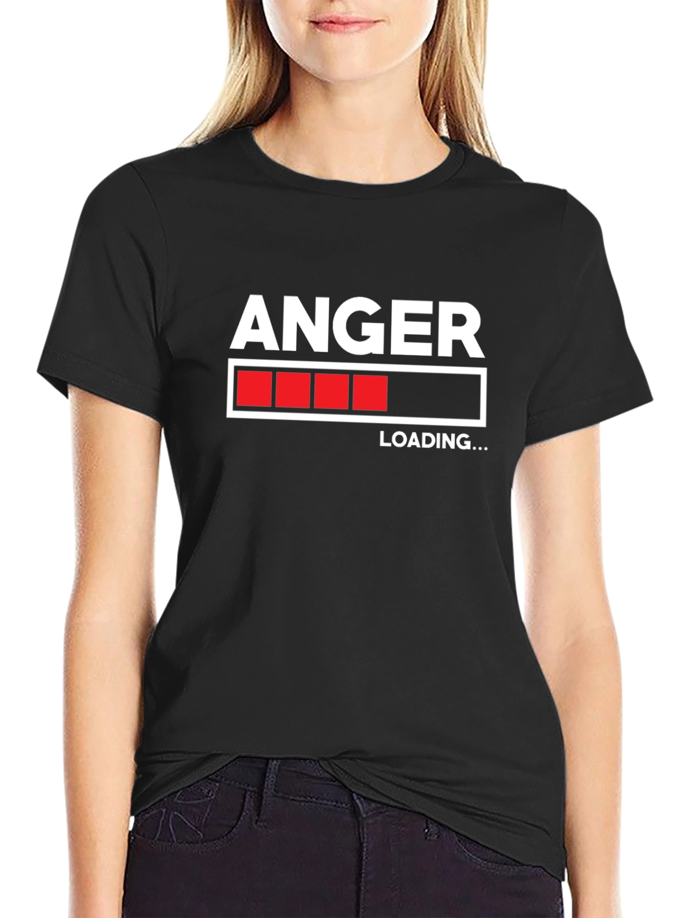 Black Anger Loading Black T-Shirt Funny Graphic Tee view 2