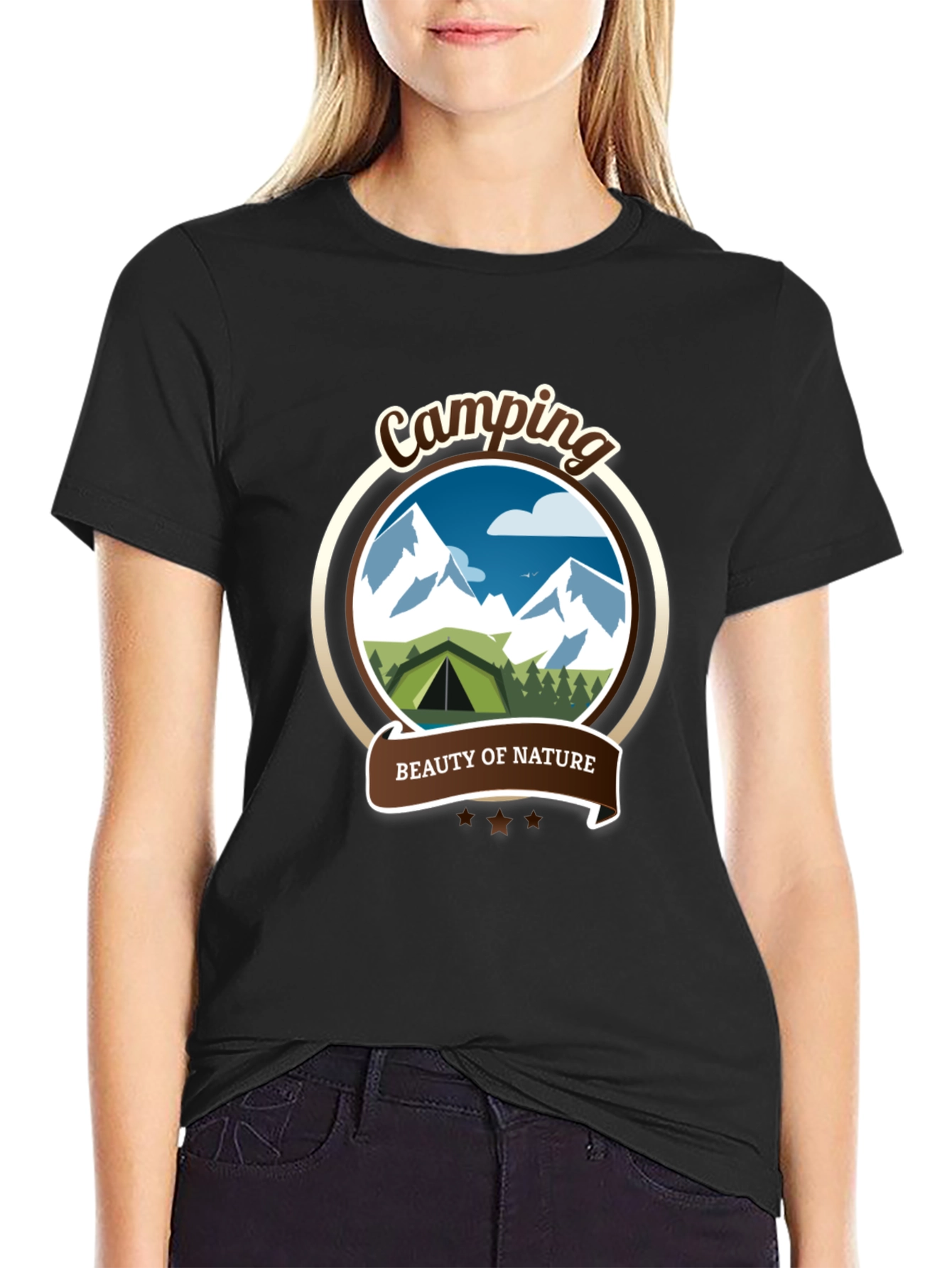 Black Camping Beauty of Nature Graphic Tee view 2