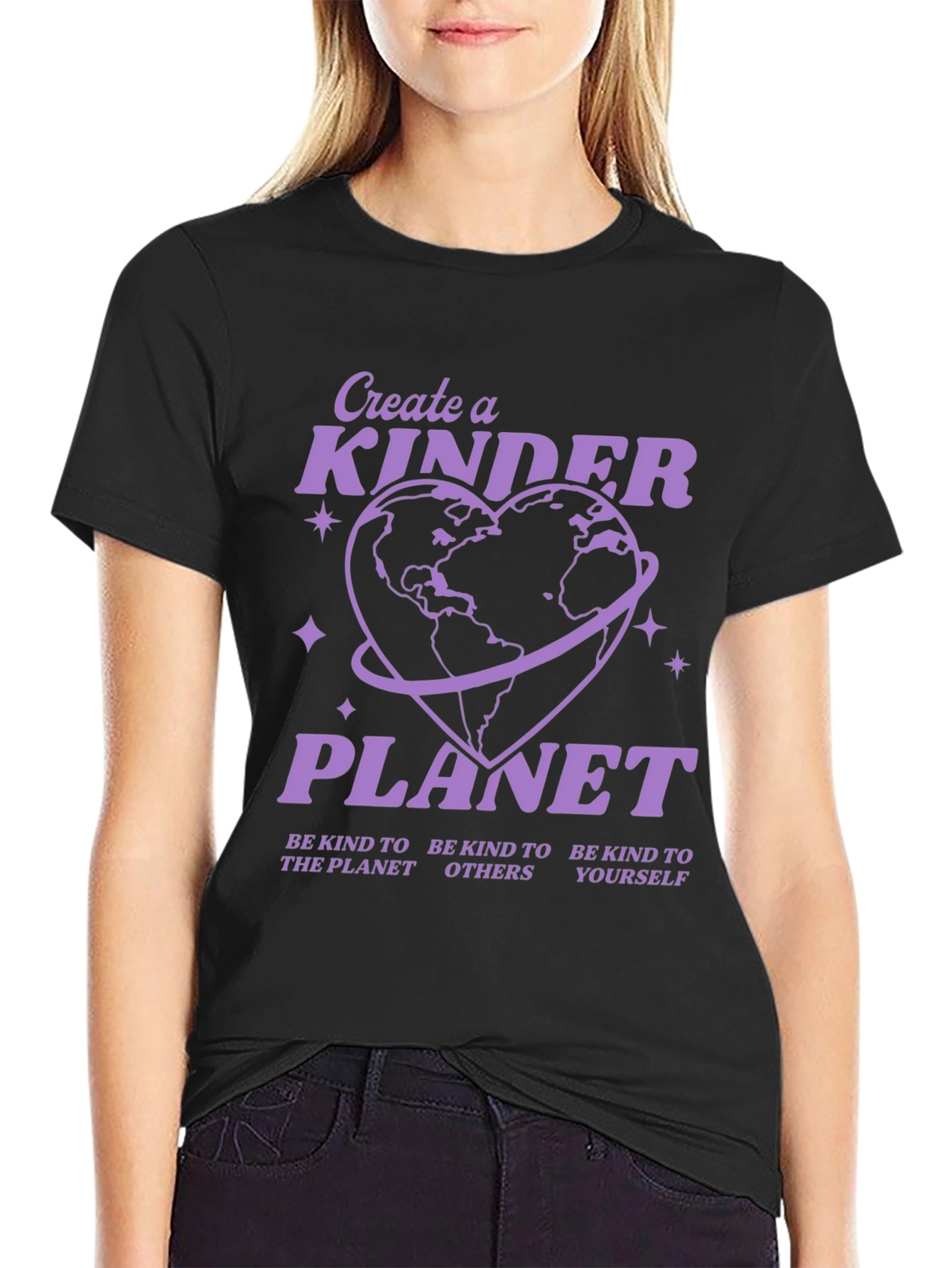 Black Kind Planet Graphic Tee - Black view 2