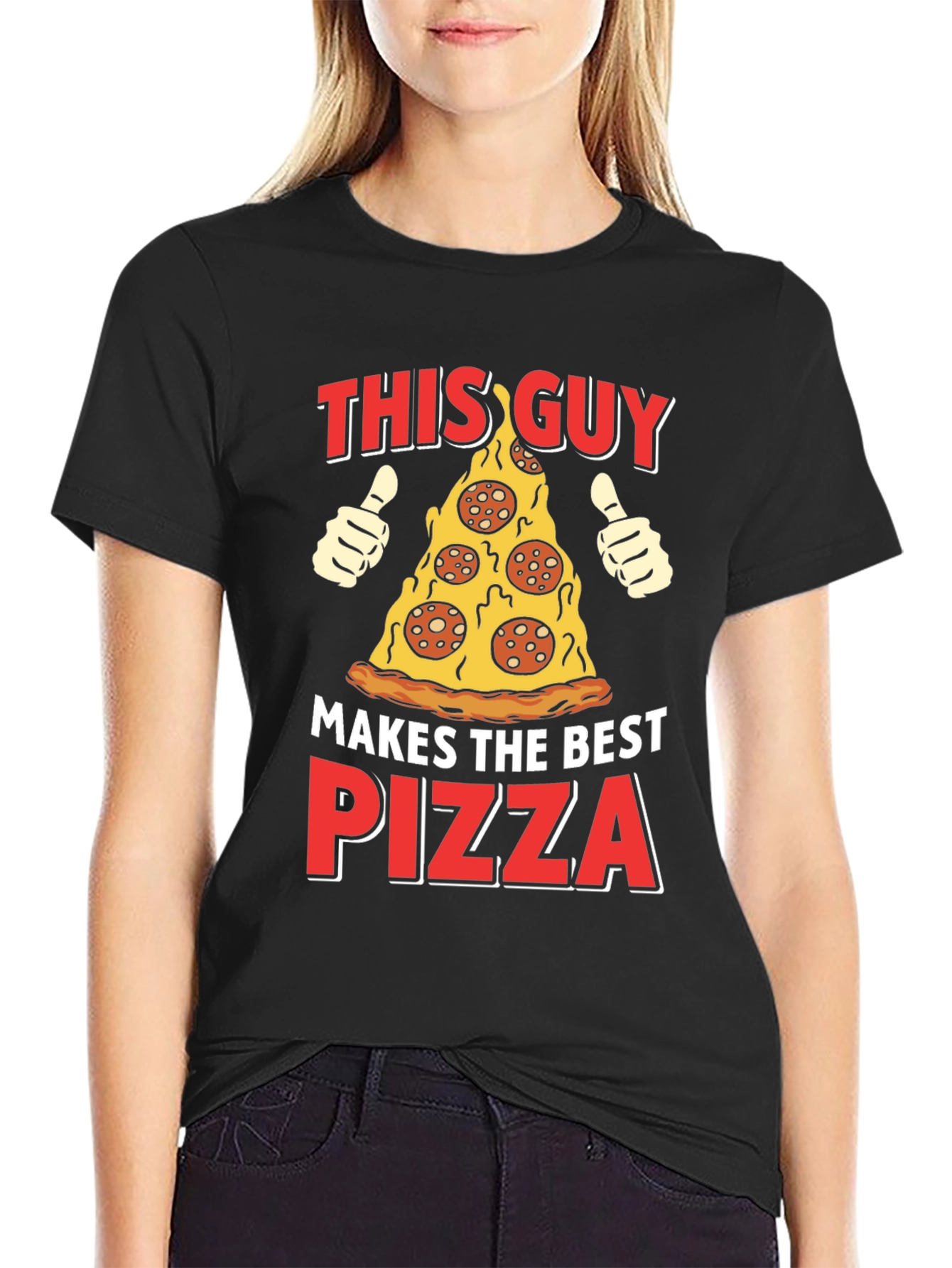 Black Pizza Lover T-Shirt - Makes The Best Pizza Graphic Tee view 2