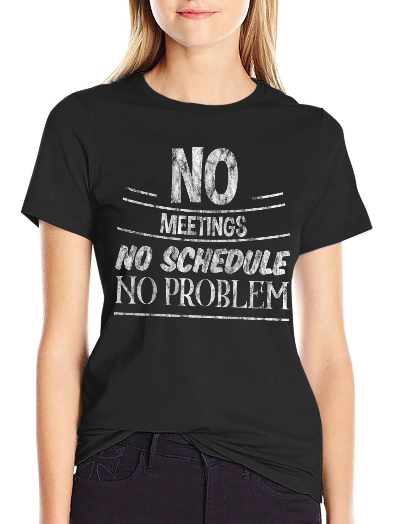 Black No Meetings No Schedule Graphic Tee view 2