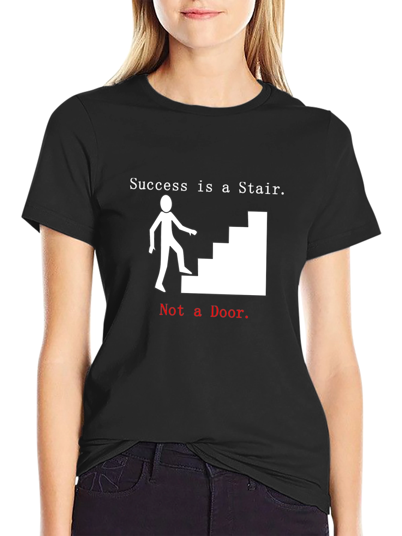 Black Success Stair T-Shirt - Motivational Tee view 2