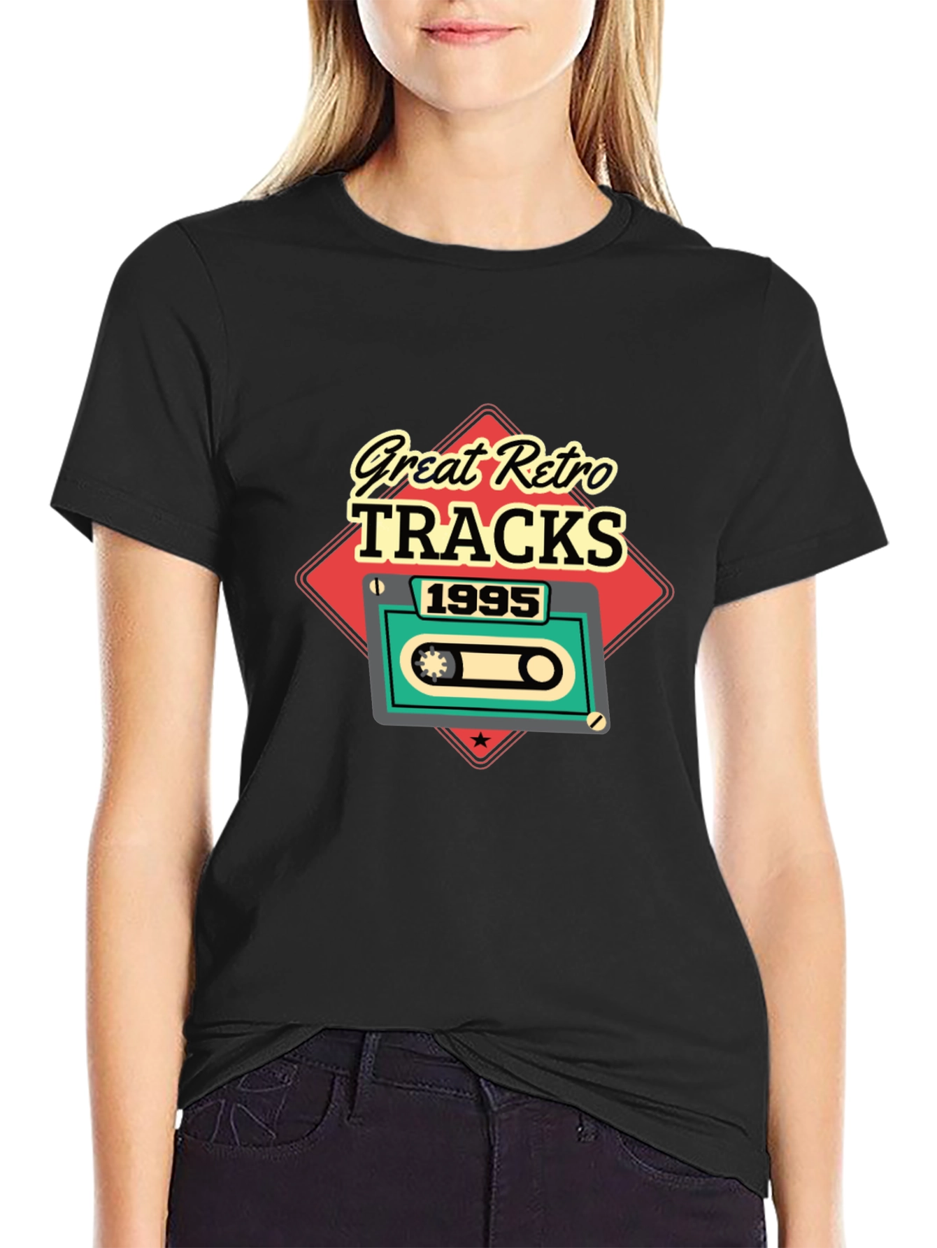 Black Great Retro Tracks 1995 Black T-Shirt view 2
