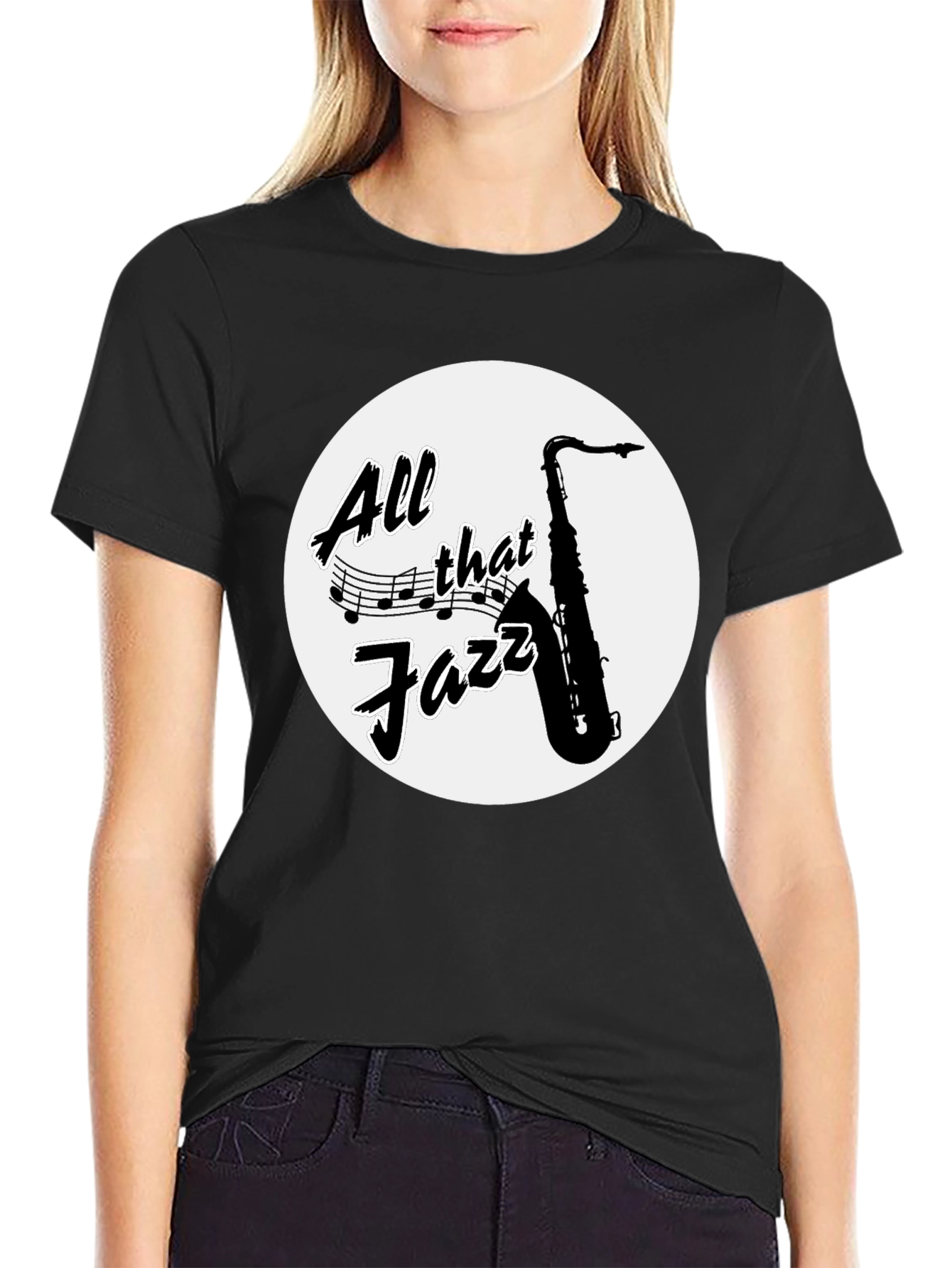 Black All That Jazz Saxophone Graphic Tee view 2