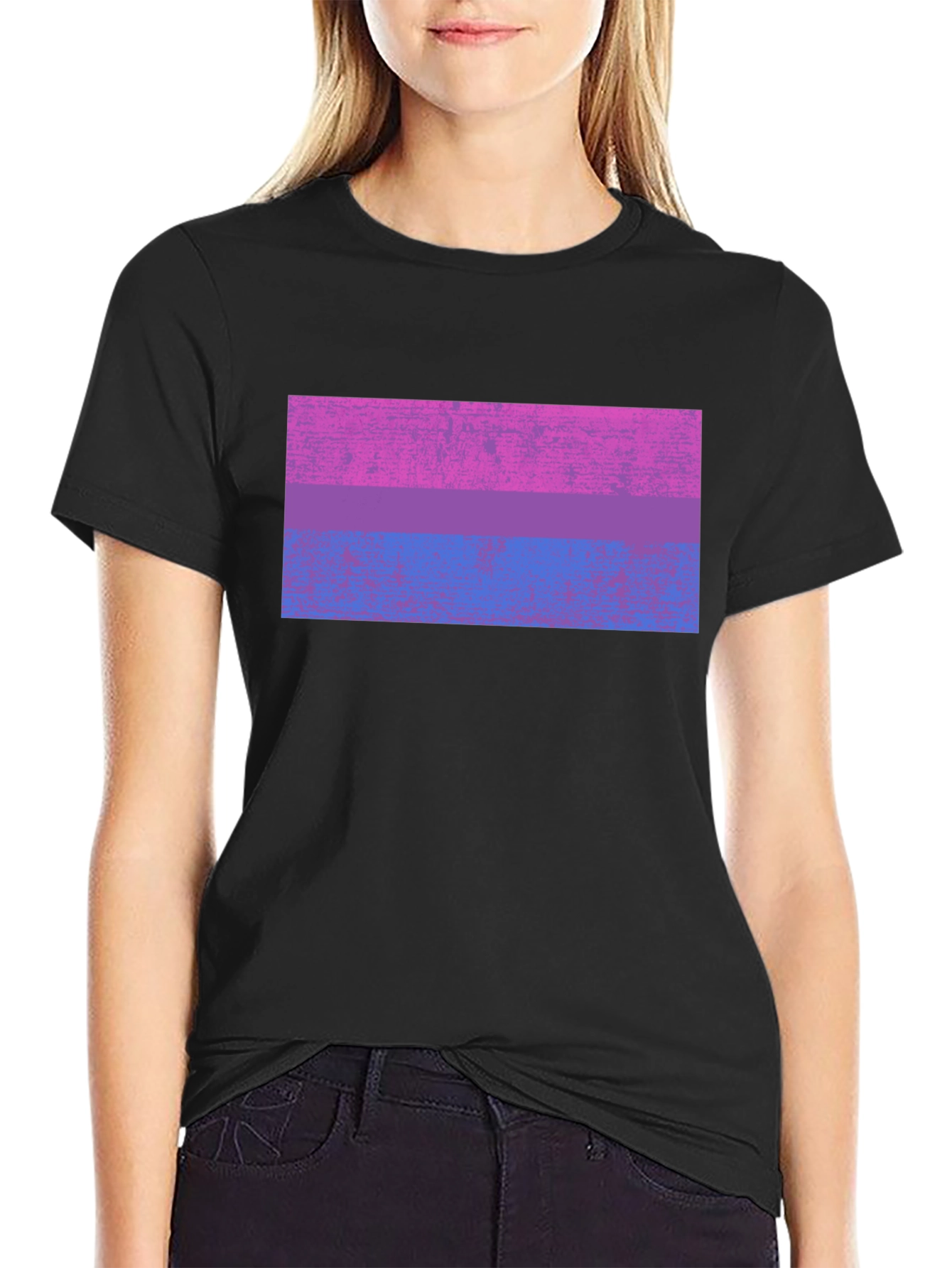 Black Bisexual Pride Flag Graphic Tee - Black Cotton Blend view 2